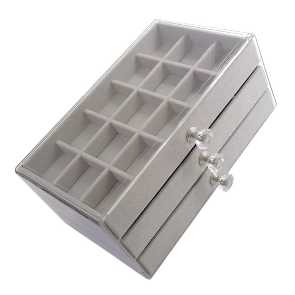 PATKAW 3-Drawer Acrylic Jewelry Organizer Box - Ring, Earring, Necklace & Bracelet Display Case for Women & Teens | Perfect for Bedroom Vanity, Travel & Gift Giving