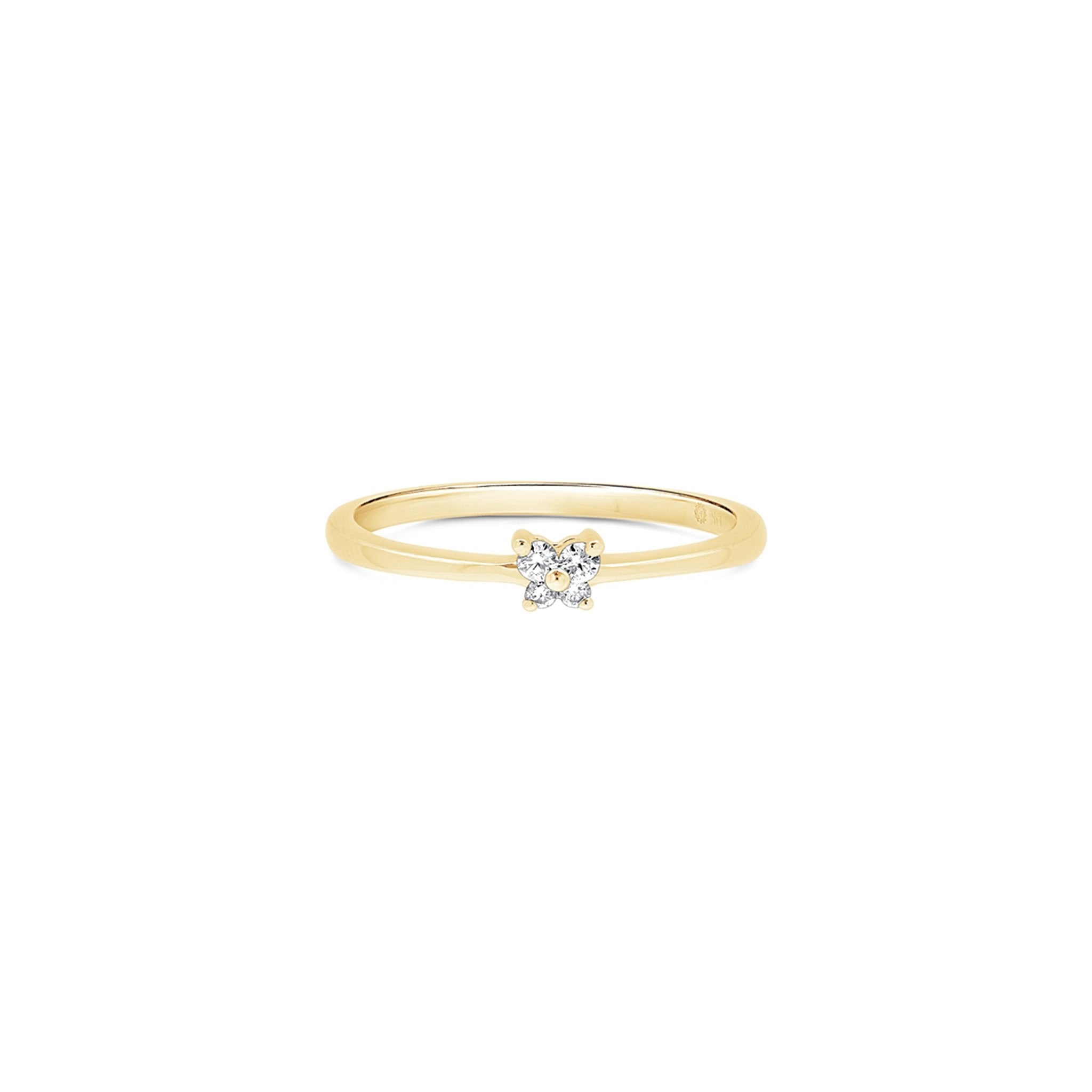 14K Yellow Gold Diamond Butterfly Ring – Elegant & Dainty Jewelry for Women, Perfect for Anniversary, Birthday & Special Occasion Gifts
