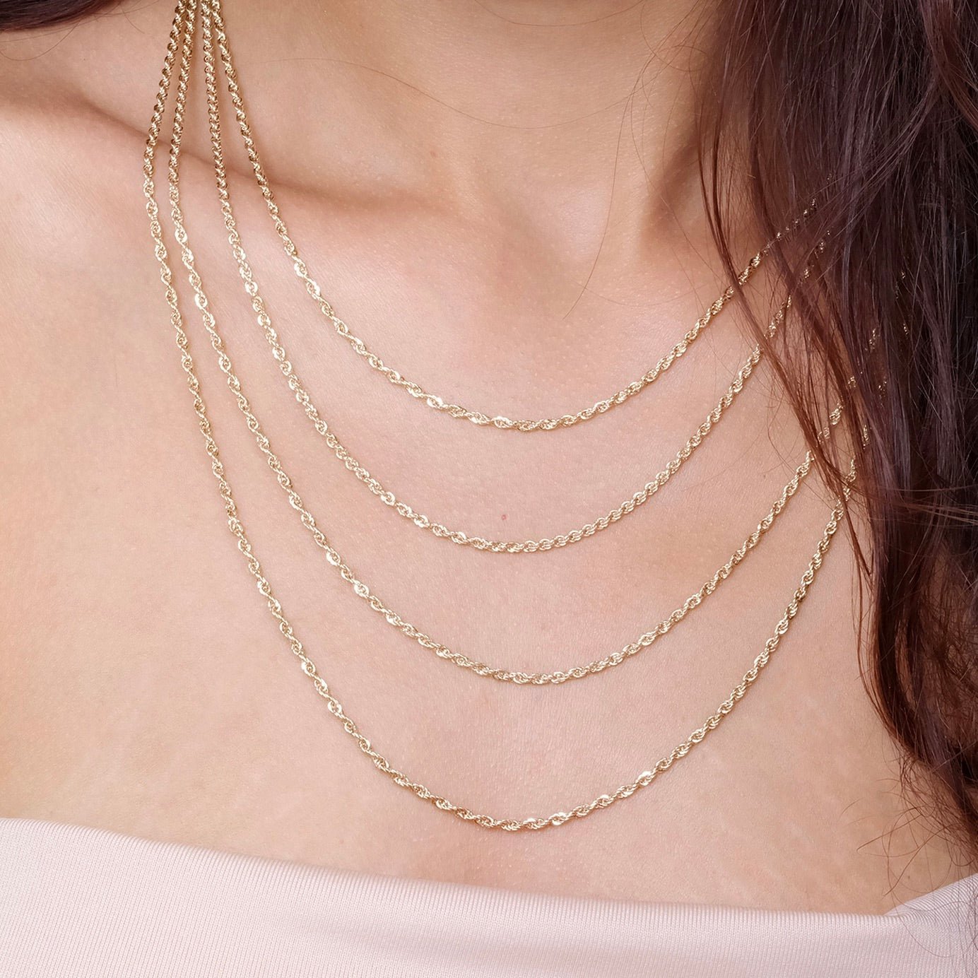10k Yellow Gold Classic Rope Chain Necklace for Women - Elegant Layering Jewelry for Everyday Wear, Date Nights & Special Occasions