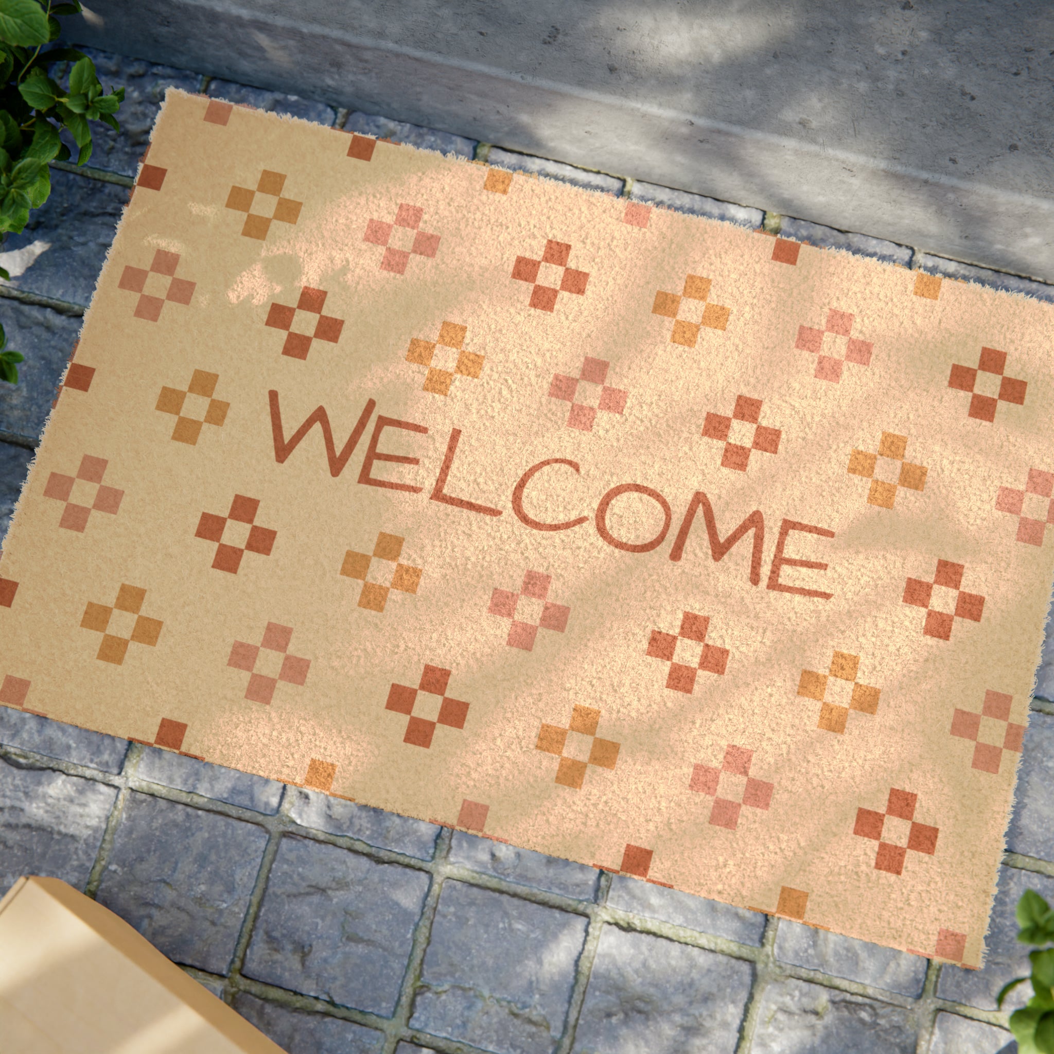 Natural Coir Welcome Mat with Southwestern Design - Durable & Non-Slip Doormat for Front Door, Porch, and Entryway - Perfect for Home, Office, and Outdoor Use