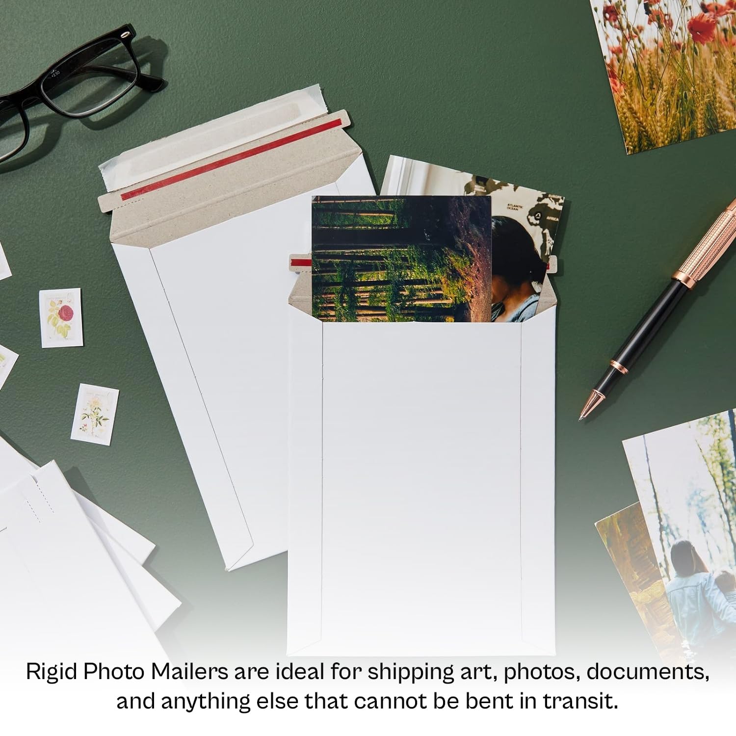 PSBM 13x18 Inch Rigid Mailers - 200 Pack White Cardboard Shipping Envelopes for Photos, Documents & Small Items | Self Seal, Durable & Lightweight | Perfect for Ecommerce, Office Mail & Online Selling