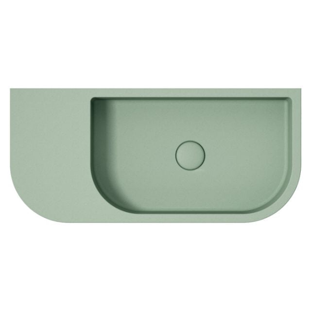 Fienza Blanca Concrete Wall Mounted Basin Sink - 650x300x200mm Sage Green Bathroom Vanity Bowl | Perfect for Modern Farmhouse, Industrial & Minimalist Bathroom Designs