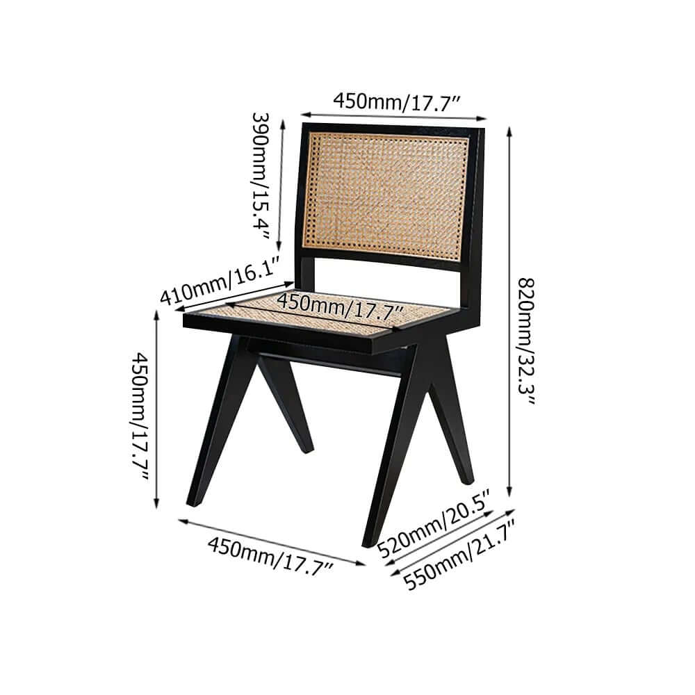 Modern Black Accent Chair with Rattan & Ash Wood - Stylish Home Decor for Living Room, Bedroom or Office - Perfect for Relaxing & Reading