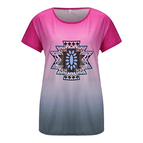 Women's Slim Fit Printed T-Shirts - Soft Casual Gradient Color Athletic Tops for Women - Perfect for Gym, Yoga, Running & Everyday Wear (3-Pack)