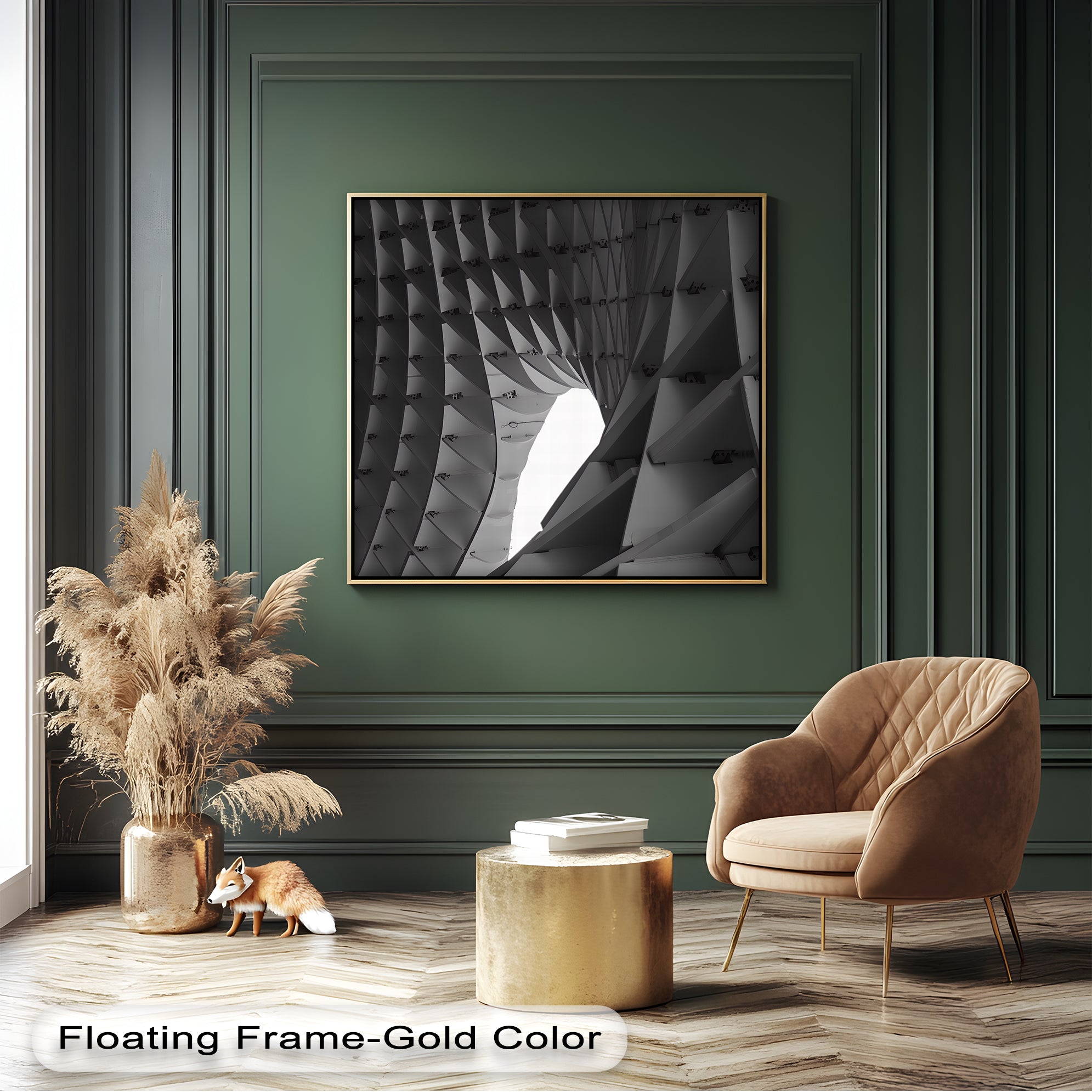 Abstract Structural Canvas Wall Art - Modern Geometric Home Decor for Living Room, Bedroom & Office | Framed Architectural Design Print