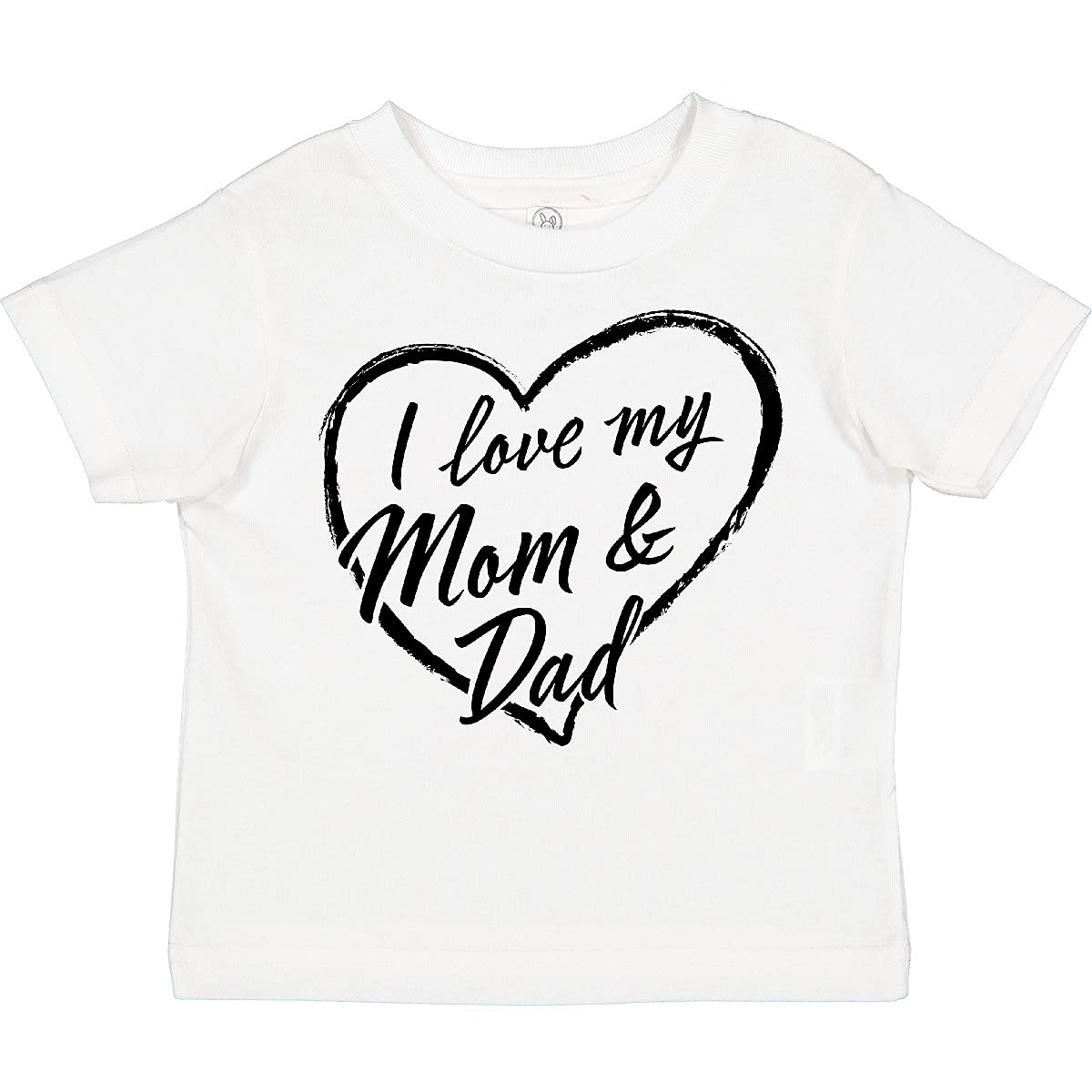 I Love My Mom and Dad Black Chalk Heart Toddler T-Shirt | Cute Family Graphic Tee for Kids | Perfect for Family Photos, Holidays & Everyday Wear