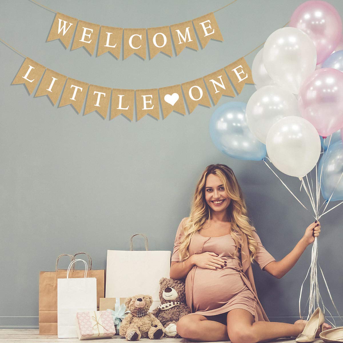 Rustic Jute Burlap Welcome Little One Banner - Gender Neutral Baby Shower & Gender Reveal Party Decoration - Perfect for Nursery Decor and Newborn Celebrations