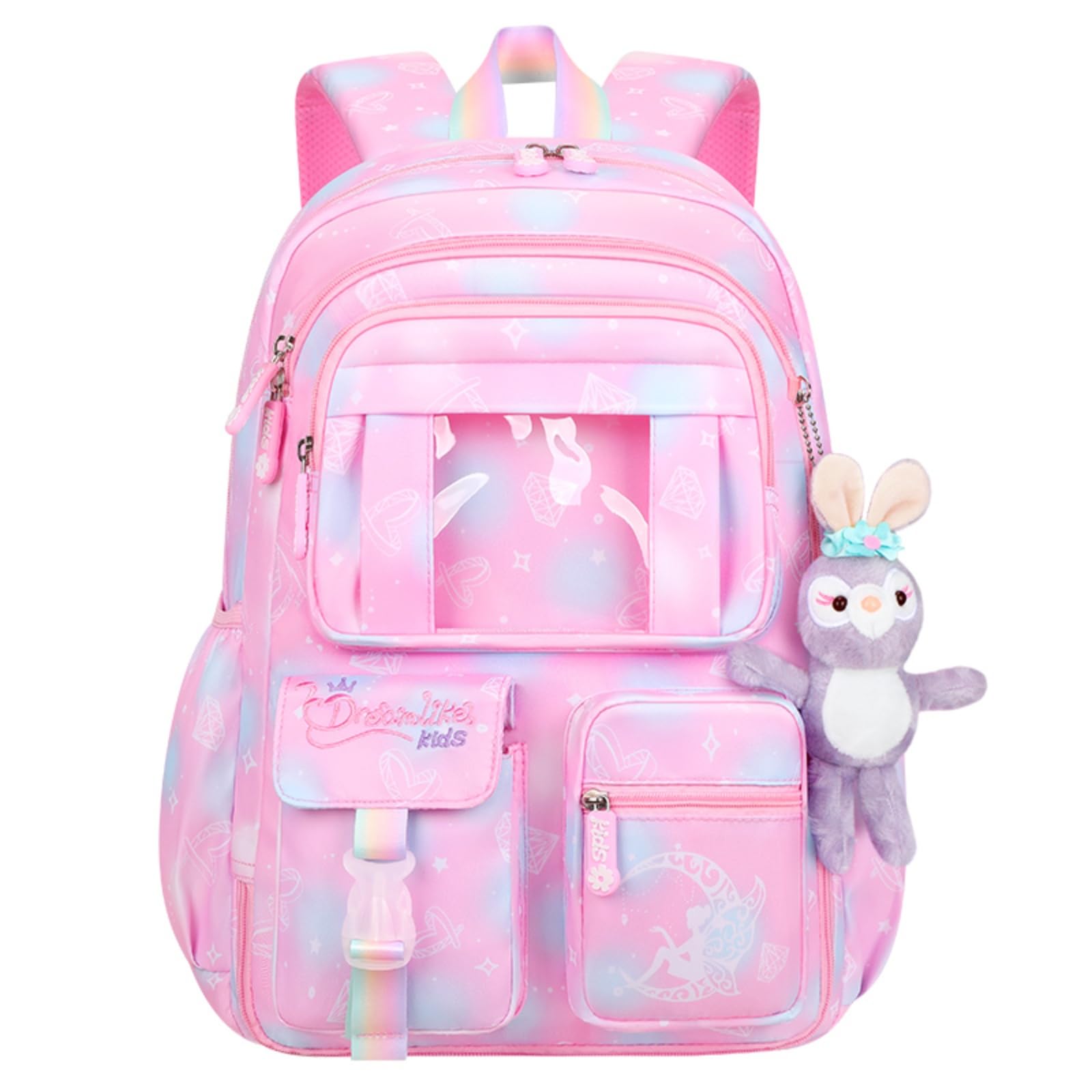 Pink Girls Backpack for Elementary School - Lightweight Kids Bookbag with Multiple Compartments | Perfect for School, Travel & Daily Use