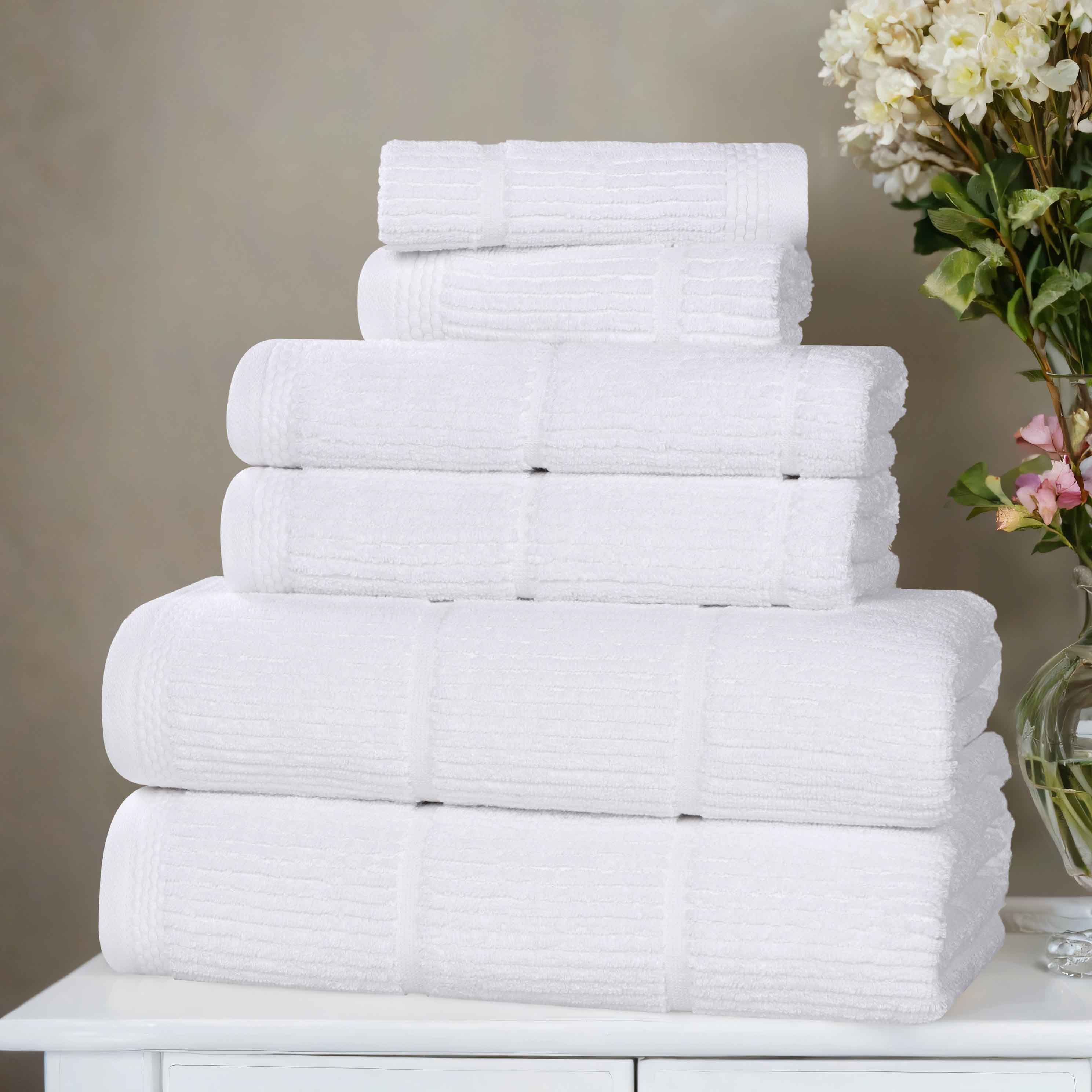 Milo Smart Twist Cotton Solid Ribbed Design 6-Piece Bath Towel Set - Soft & Absorbent for Spa, Gym, and Home Use