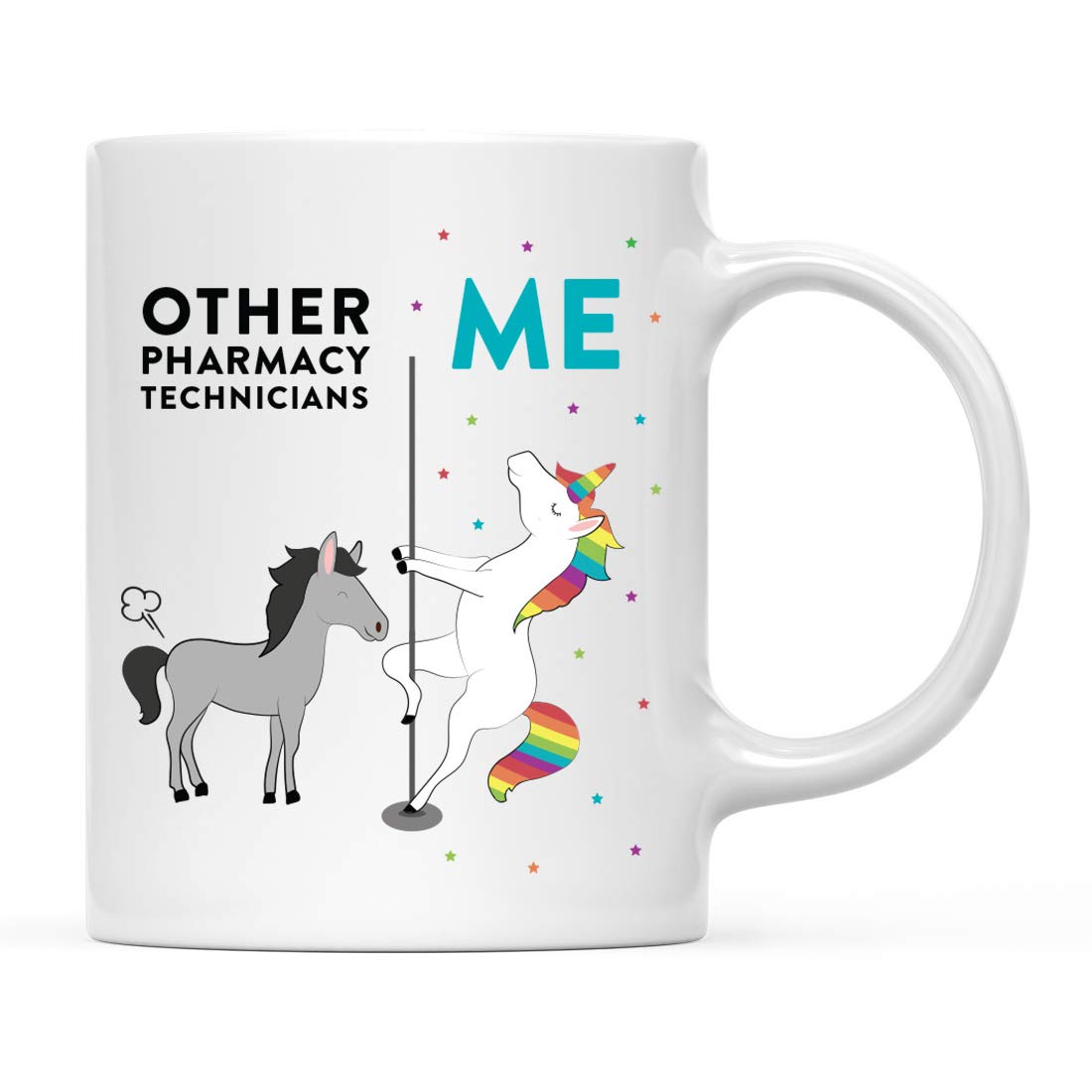 Funny 11oz Ceramic Coffee Mug - Quirky Pharmacy Technician Gift with Horse & Unicorn Design - Perfect for Birthday, Christmas & Coworker Gifts (Gift Box Included) - Great for Office Use, Tea Time & Thank You Presents