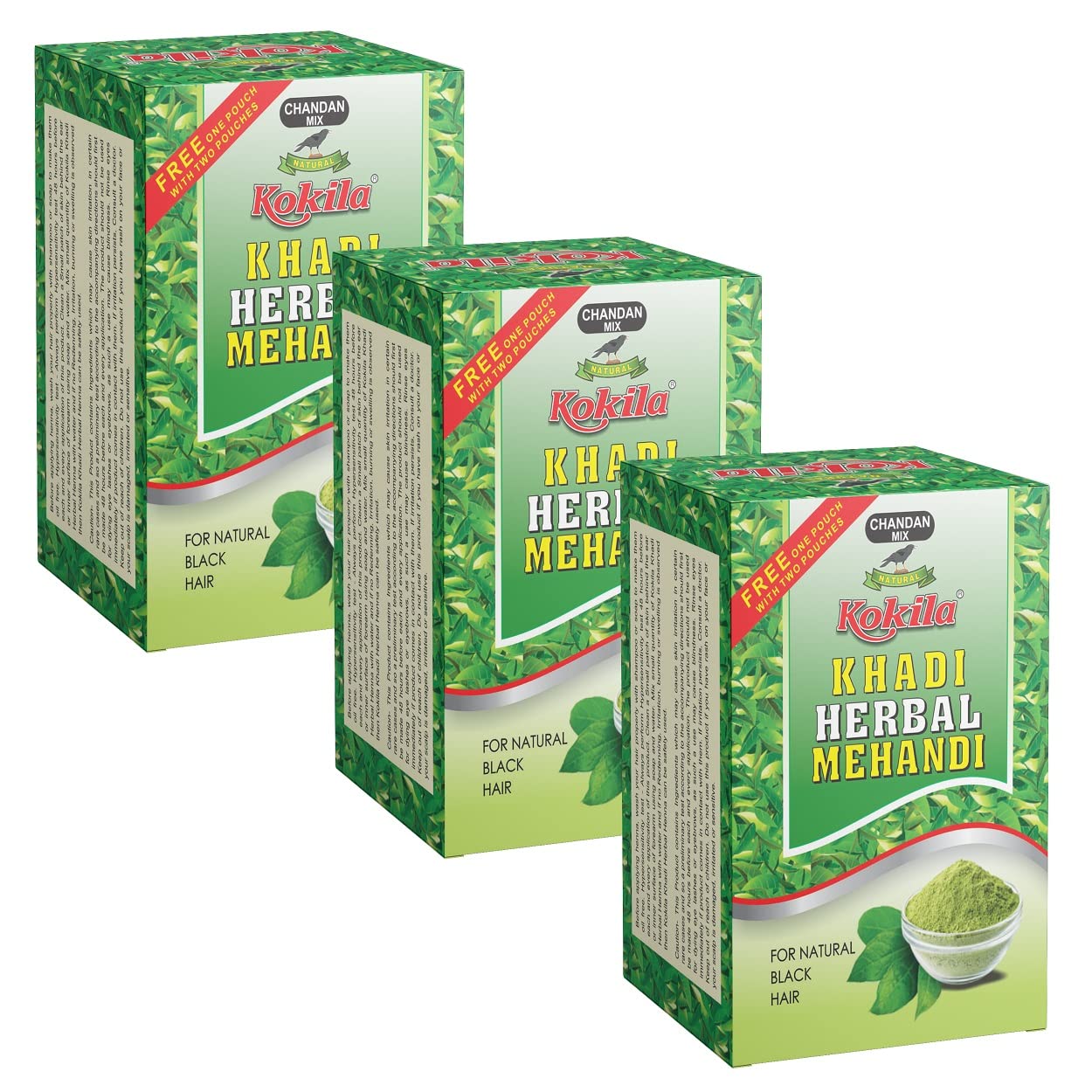 Kokila Khadi Herbal Mehandi Sandalwood Mix Powder - 100% Ayurvedic Herbs for Hair & Skin Care - Pack of 3 Boxes (9 Pouches, 20g Each) - Perfect for Bridal Mehendi, Festivals & Natural Beauty Treatments