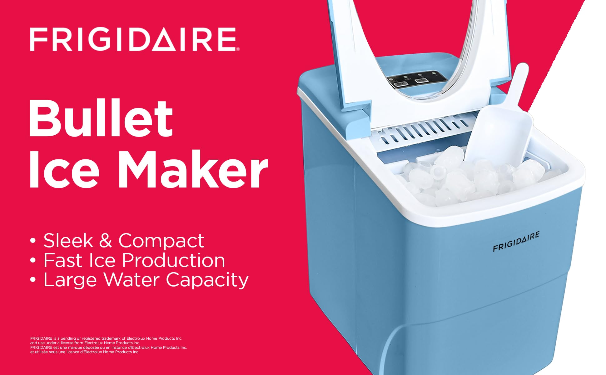 Frigidaire EFIC108-Blue Portable Countertop Ice Maker - 26 lbs Daily Output - Compact & Energy Efficient - Perfect for Home, Office, RV, and Outdoor Use