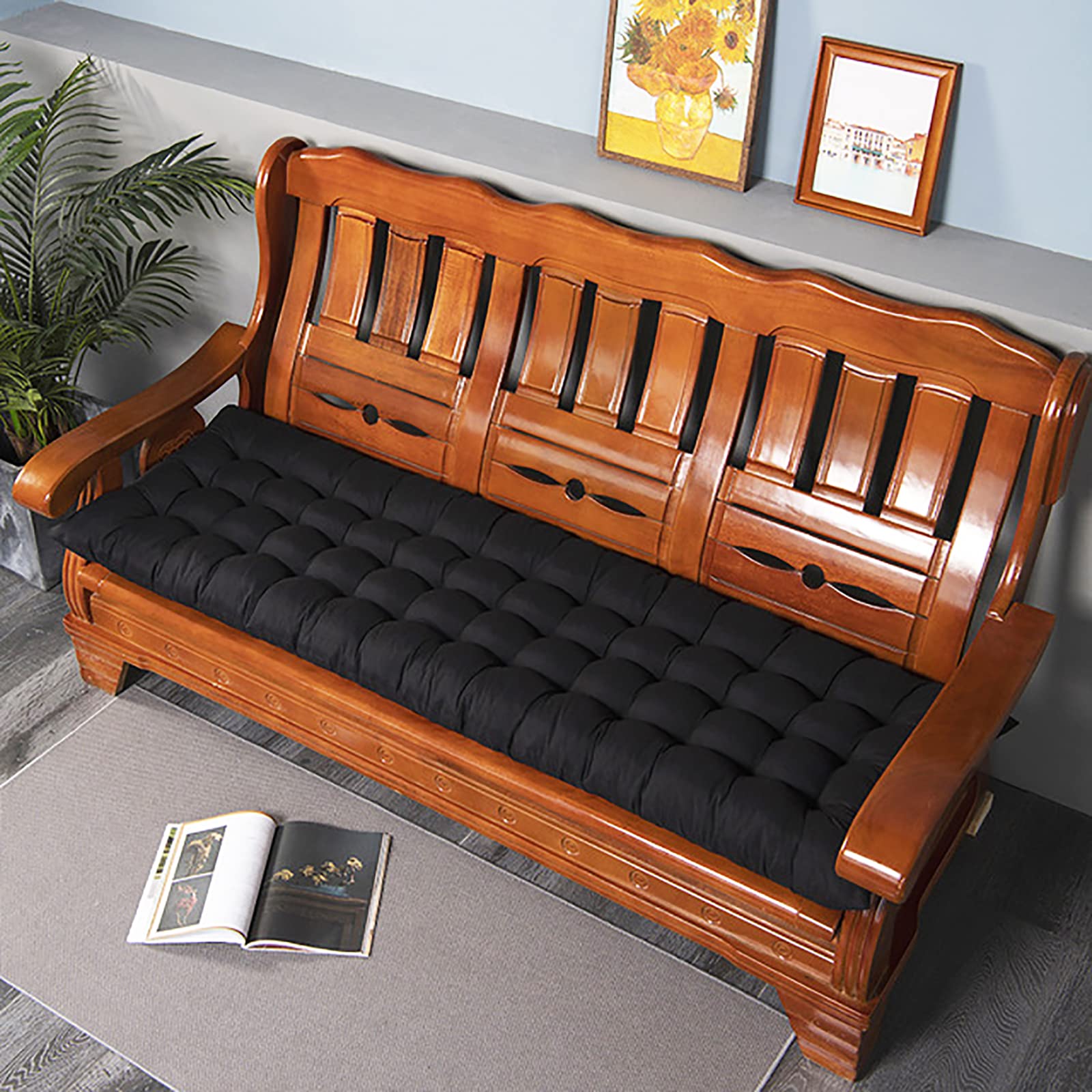 Premium Indoor/Outdoor Bench Cushion - Waterproof Patio Furniture Cushions for Garden, Swing & Lounger - Comfortable Cotton Seat Cushion Set - Perfect for Backyard, Deck, Porch & Poolside Relaxation