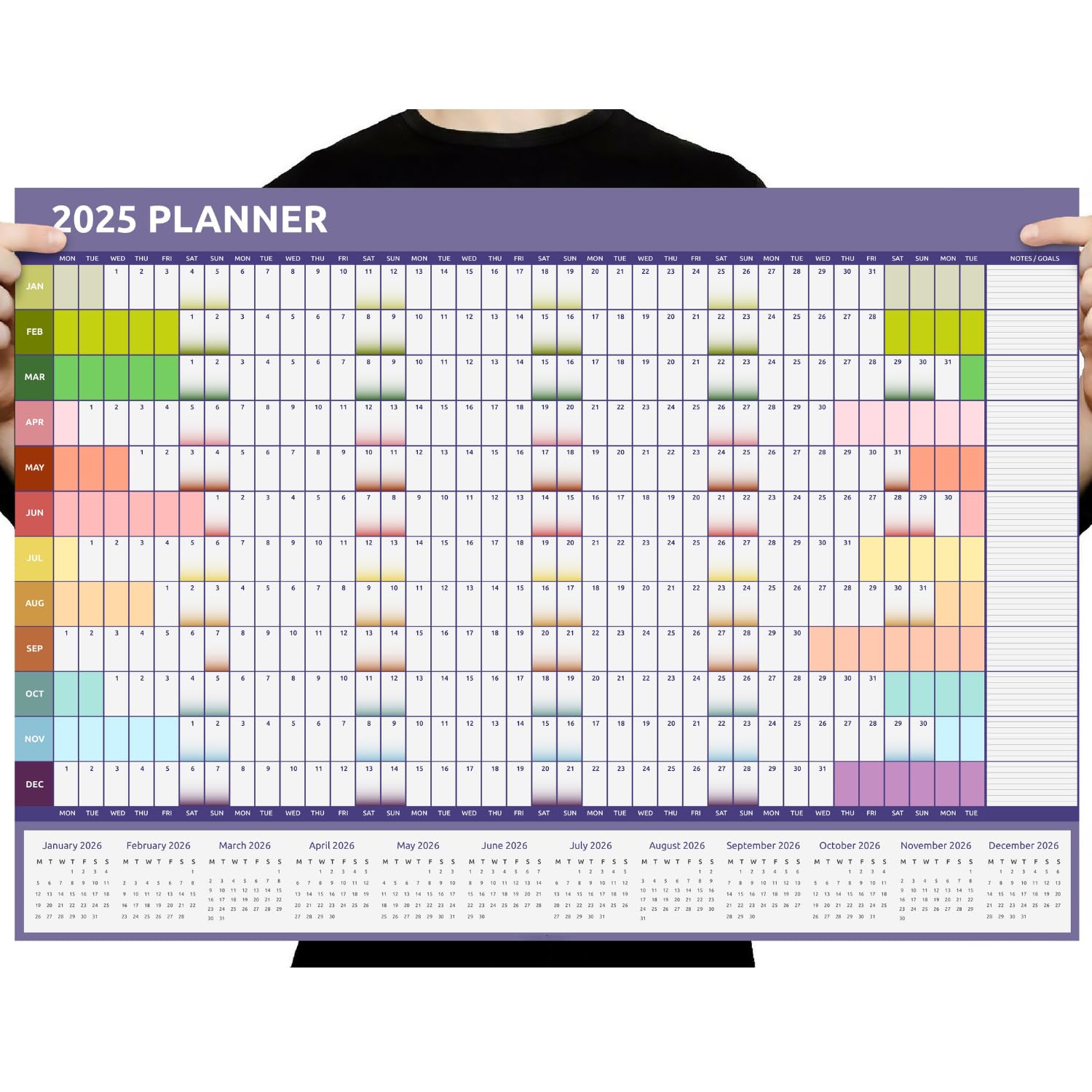 Evelay 2025 Wall Calendar Planner - Large A1 Size (84cm x 59cm) - Full Year at a Glance - Perfect for Home, Office & School Organization - Wall Decor & Productivity Tool
