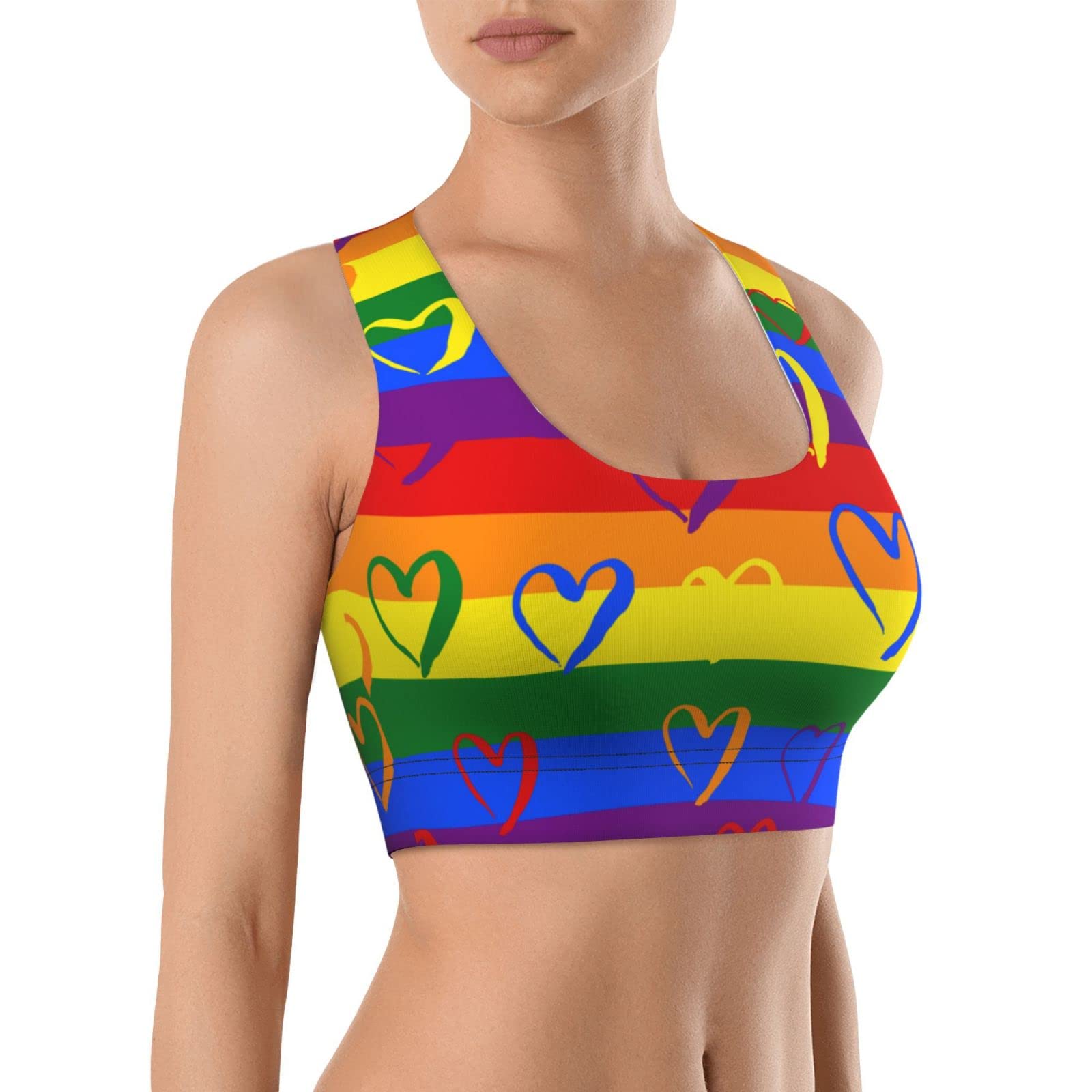 Rainbow Pride Sports Bra for Women - LGBTQ+ Gym Workout Tank Top - Perfect for Yoga, Running & Pride Events
