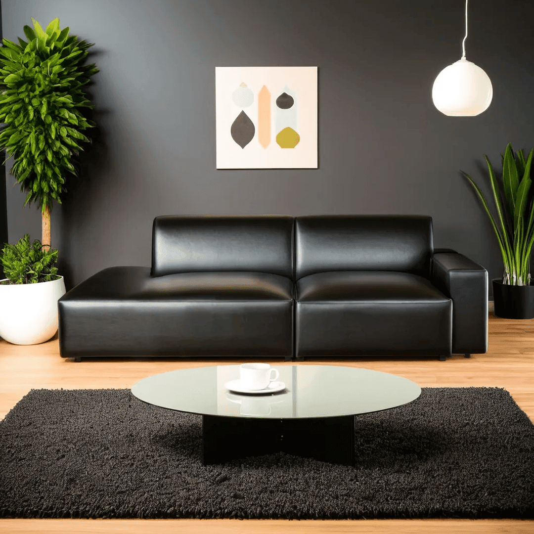 Premium Giacomo Faux Leather 3-Seater Extended Sofa - Modern Comfort for Living Room, Lounge & Home Theater - Durable PU Leather Sectional Couch for Family Gatherings & Relaxation
