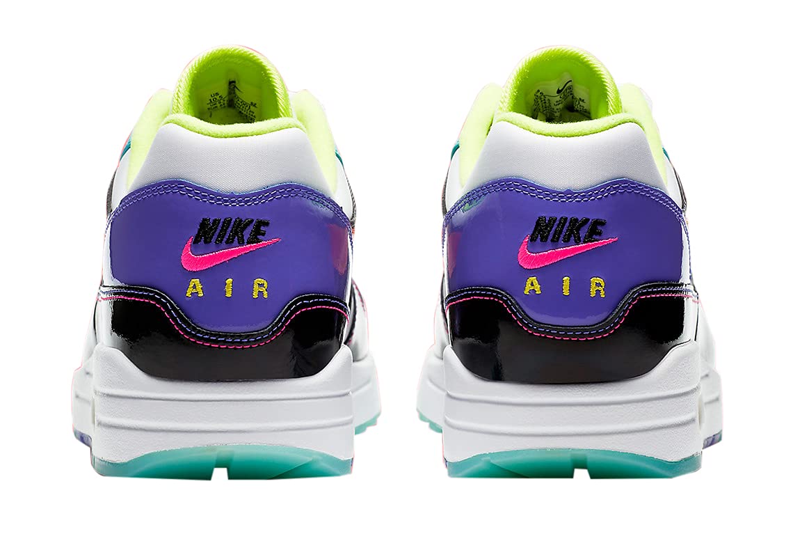 Nike Men's Air Max 1 Running Shoes - Hyper Pink, Black/Hyper Pink/Opti Yellow - Size 10 | Lightweight Cushioned Sneakers for Jogging, Gym & Casual Wear