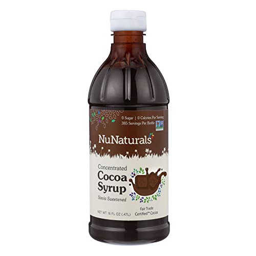 NuNaturals Stevia Syrup - Sugar-Free, Zero Calorie Natural Sweetener | Plant-Based Sugar Substitute | Chocolate Flavor 16 oz | Perfect for Coffee, Baking & Healthy Desserts