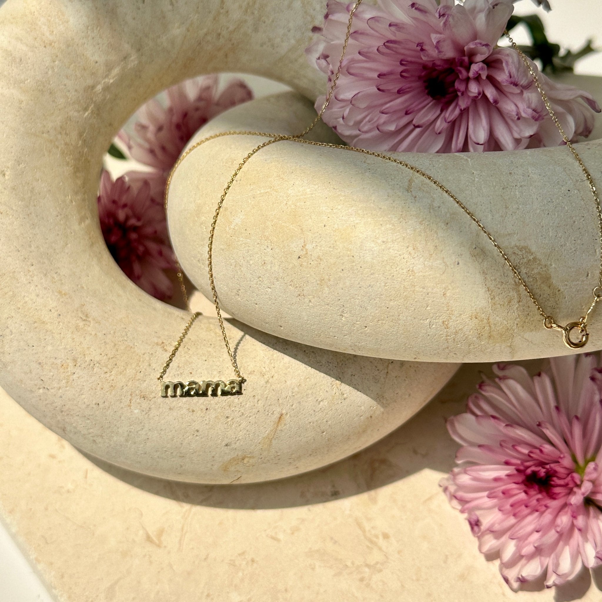 14k Solid Yellow Gold Mama Necklace - Elegant & Durable Mother's Jewelry Gift for Women - Perfect for Mother's Day, Birthday & Anniversary Celebrations