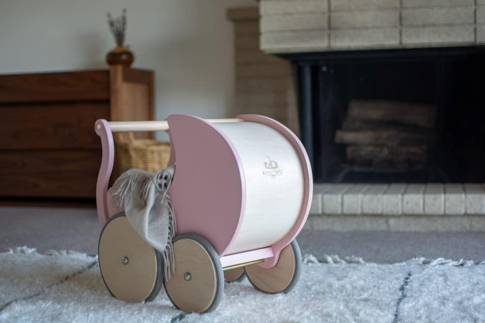 Kinderfeets Eco-Friendly 2-in-1 Baby Walker & Toy Stroller for Toddlers - Sustainable Wooden Push Walker for Indoor & Outdoor Play