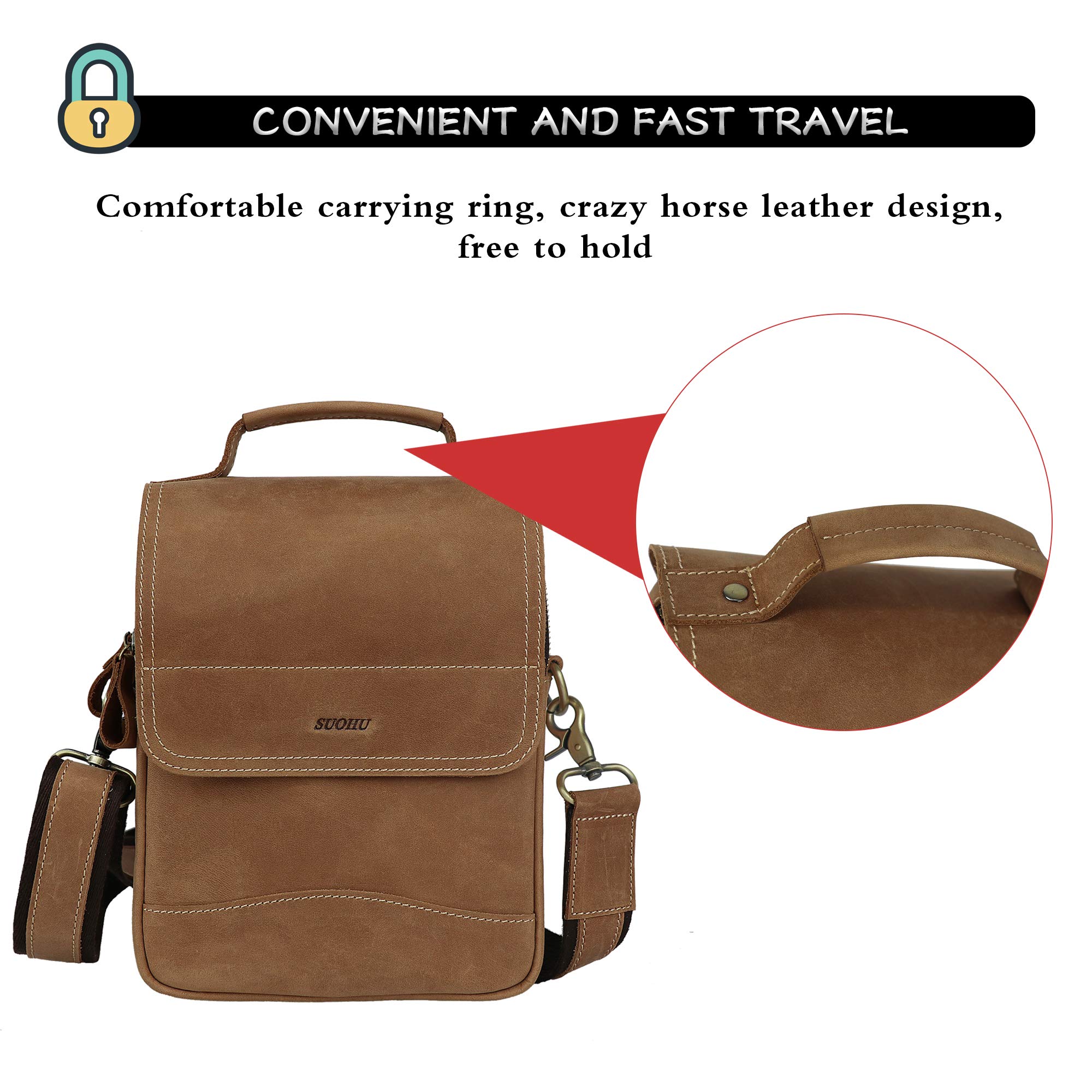 Men's Leather Retro Small Shoulder Bag - Detachable Business Messenger Bag for iPad & Essentials | Perfect for Work, Travel & Daily Commute