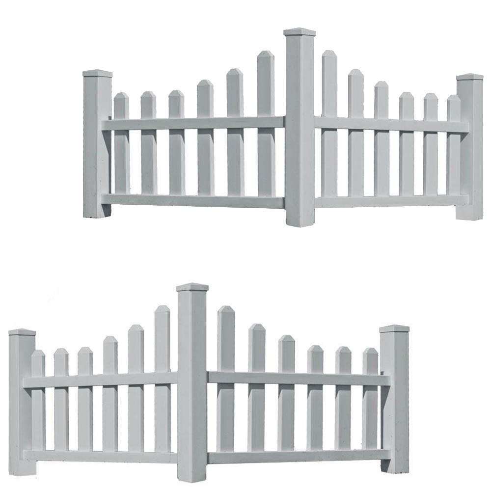 New England Country Corner Picket Fences - 2 Corners Set for Garden & Yard Decoration | Perfect for Cottage Style Homes, Farmhouse Landscaping and Rustic Outdoor Decor