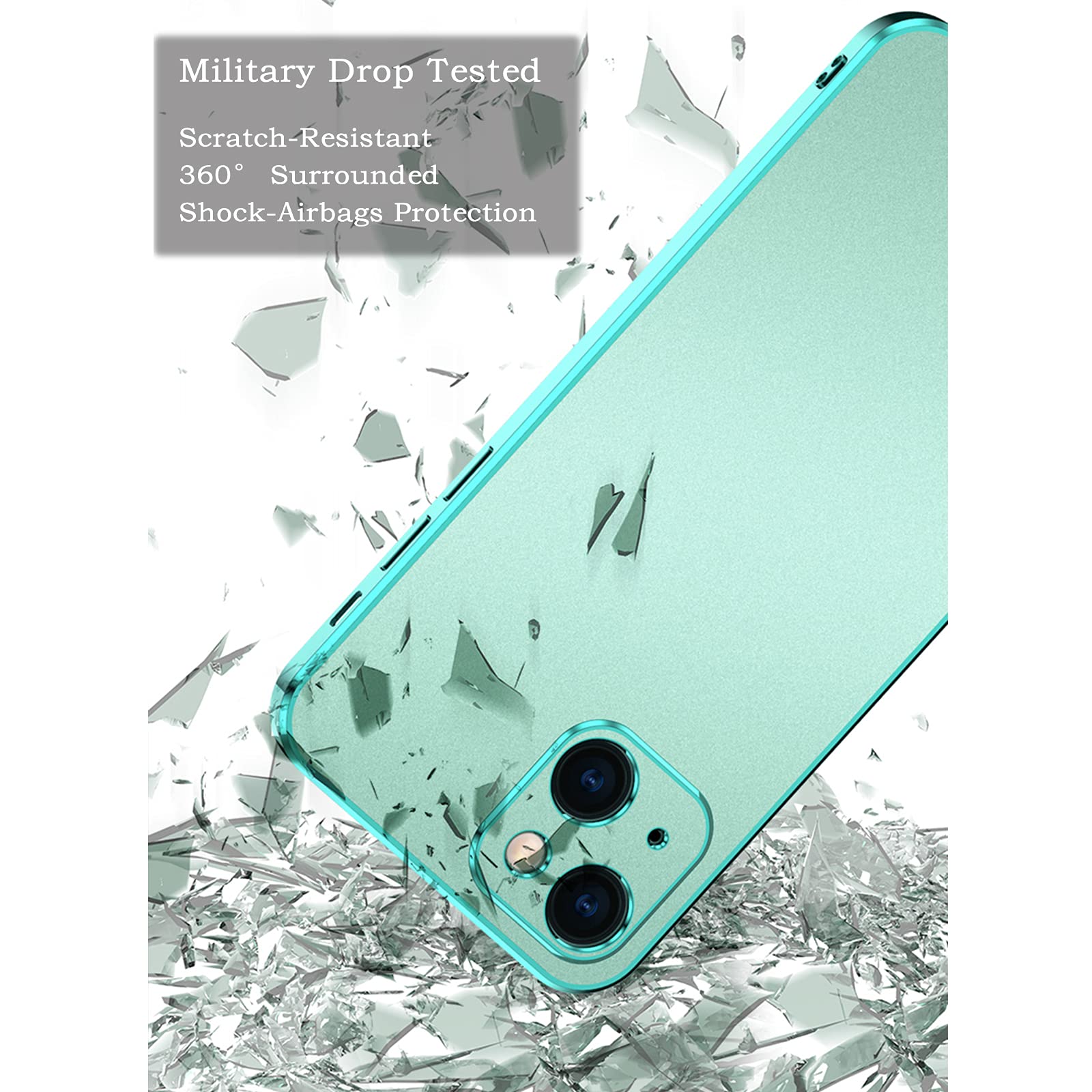 Shockproof iPhone 13 Pro Max Case (6.7 Inch) - Slim Fit Matte Phone Cover with Glitter Plating Edge, Anti-Fingerprint & Flexible TPU Protection for Women | Perfect for Everyday Use, Work & Travel (Teal, 2021 Model)