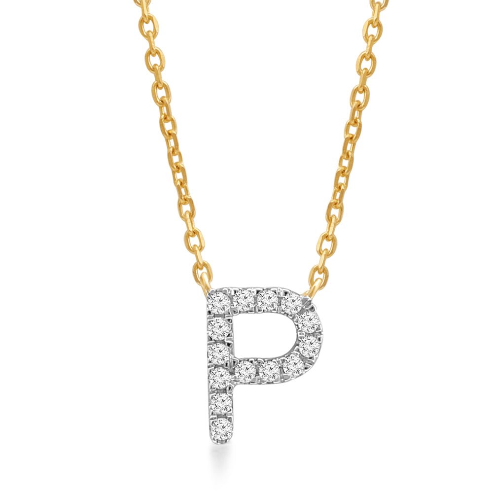 14K Yellow Gold Diamond Initial Charm Necklace - Personalized Classic Jewelry for Women | Perfect Gift for Birthday, Anniversary & Valentine's Day