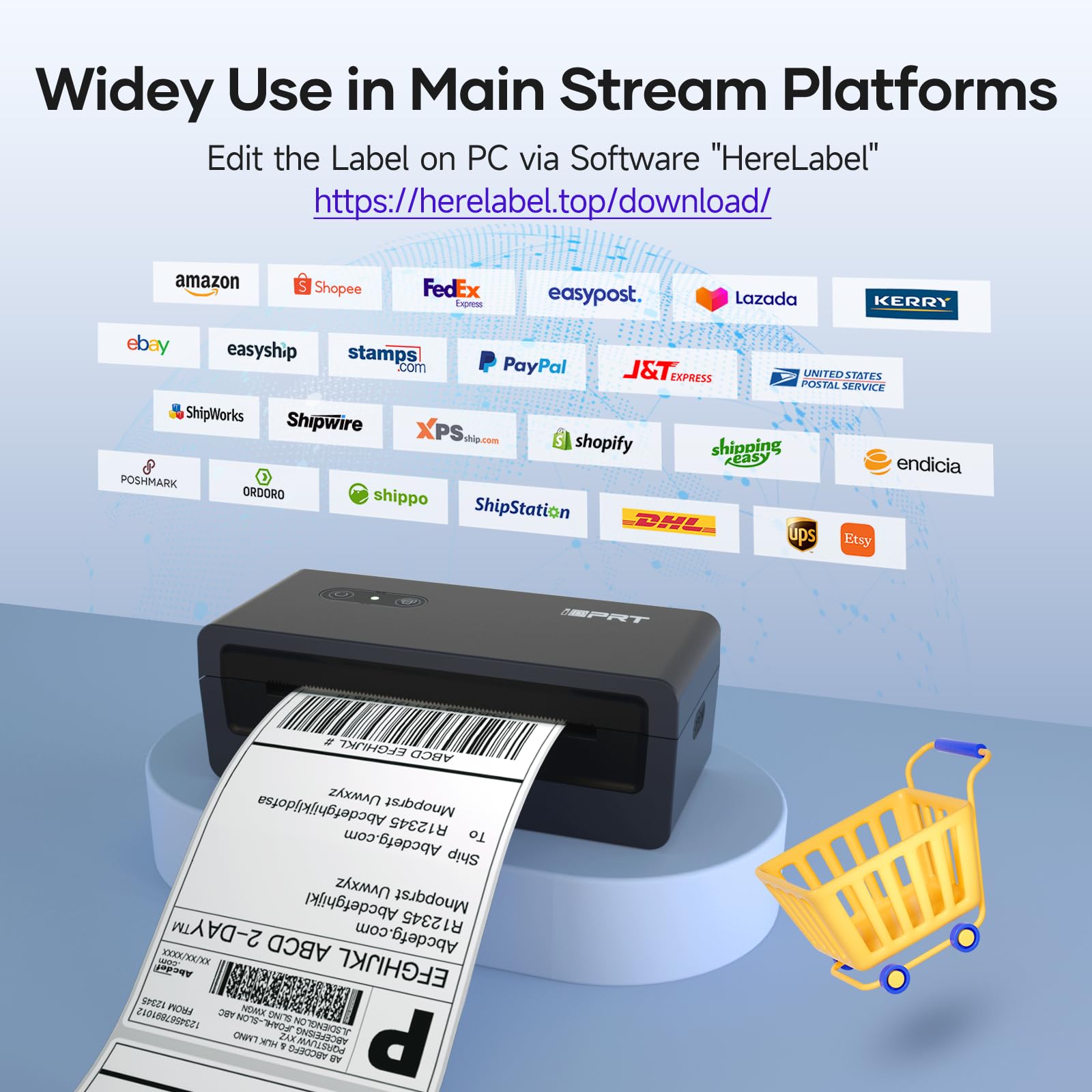 iDPRT 4x6 Bluetooth Thermal Shipping Label Printer for Small Business - Compatible with Android, iPhone, Windows, macOS - Perfect for Amazon, Shopify, eBay, Etsy & USPS Packages - Ideal for Home Office, Warehouse & E-commerce Shipping