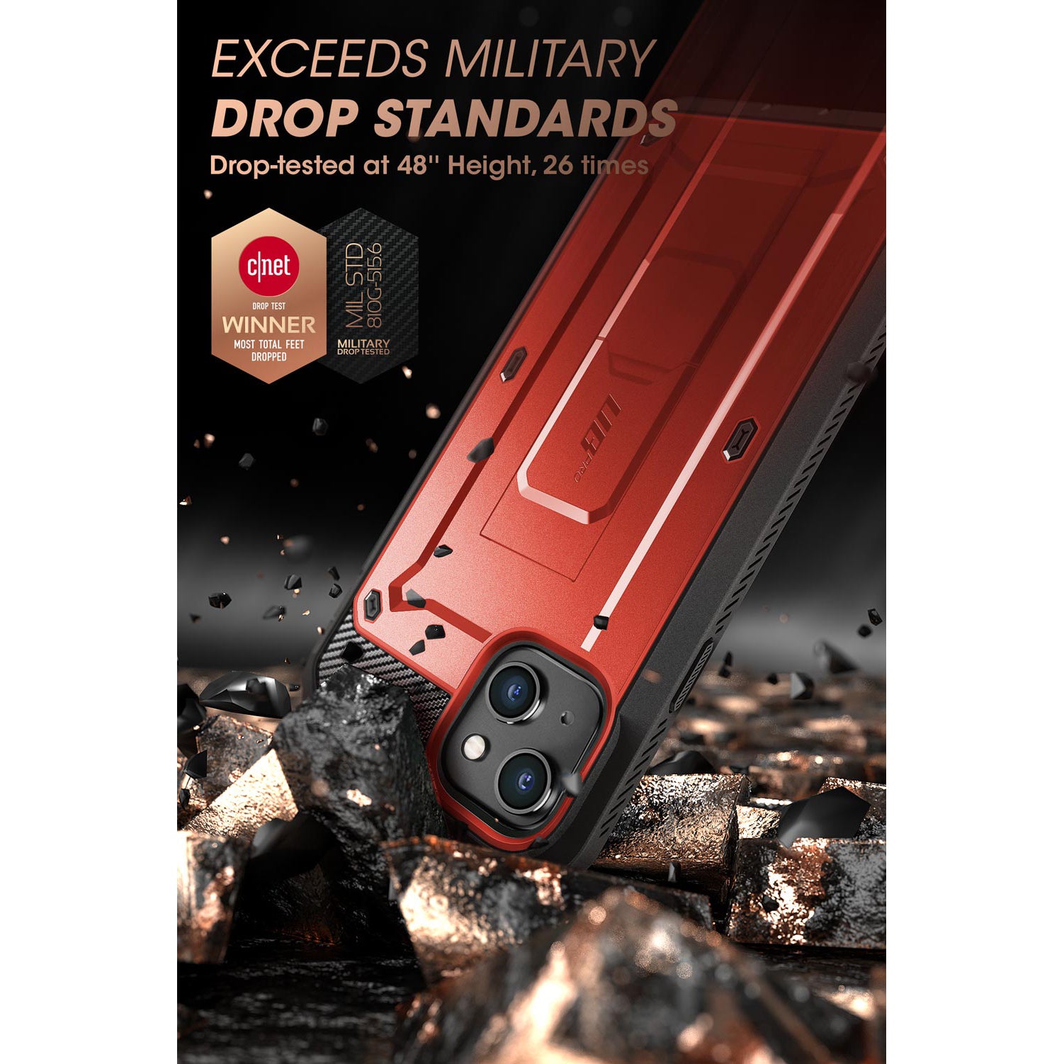 iPhone 13 6.1 Inch Unicorn Beetle Pro Rugged Case - Shockproof, Drop Protection, Military Grade (Metallic Red) - Perfect for Outdoor, Work & Extreme Sports
