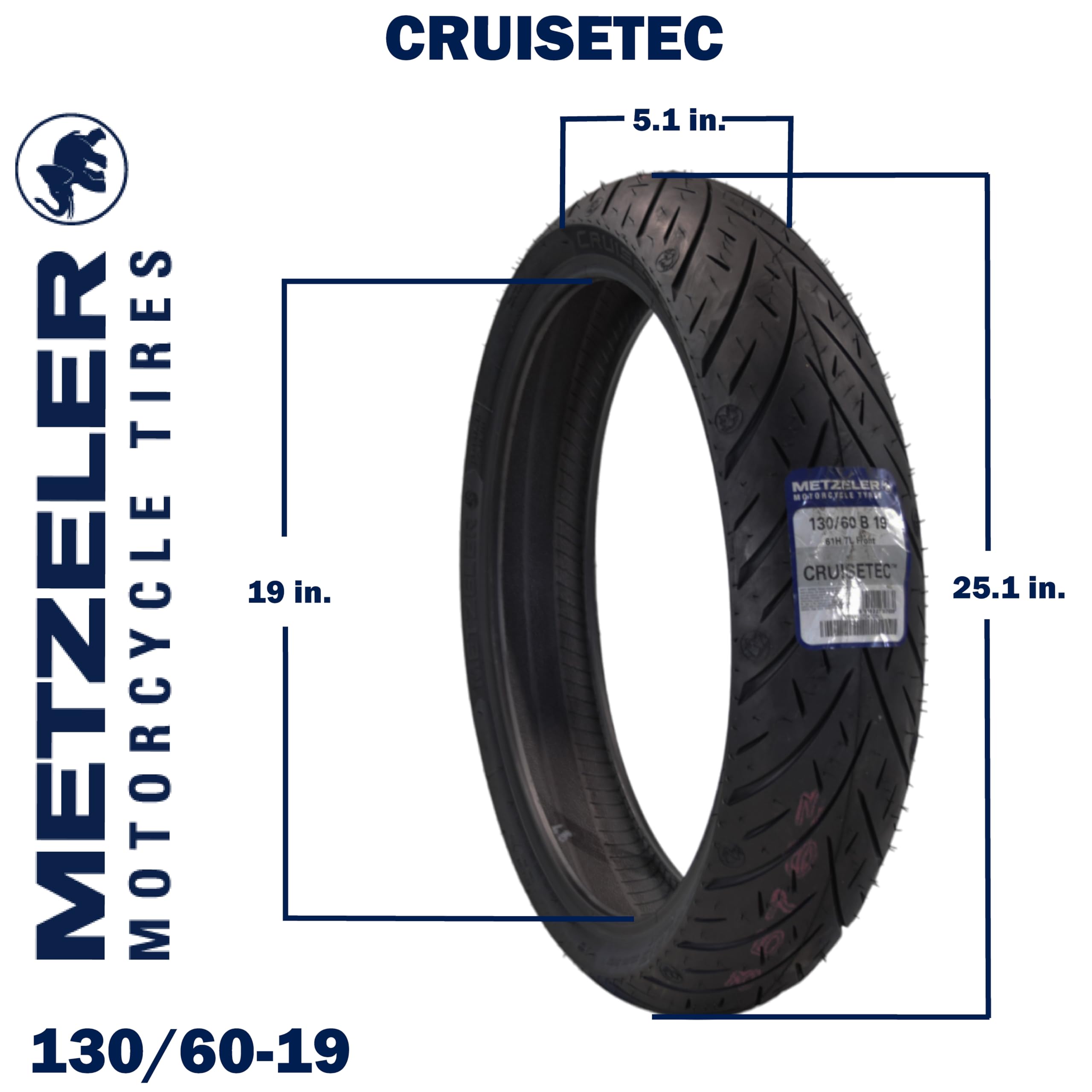 Metzeler Cruisetec 130/60B19 61H TL V-Twin Motorcycle Front Tire - High Performance Cruiser & Touring Tire for Enhanced Handling & Comfort - Perfect for Harley-Davidson, Indian & Custom Bikes - Includes Free Keychain - Ideal for Long Distance Rides & Highway Cruising