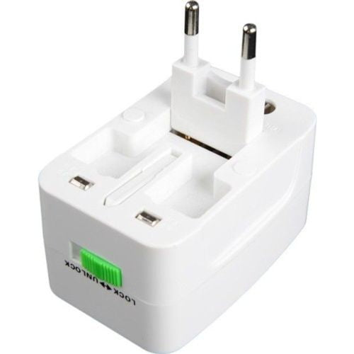Universal All-in-One AC Power Adapter with Interchangeable Plugs (US/UK/EU/AU) - Perfect for Travel, Business Trips & International Devices Charging