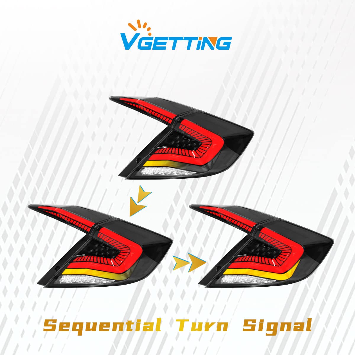 2016-2021 Honda Civic LED Tail Lights Assembly - Smoked Lens Brake Lights with Turn Signal, Starry DRL & Reverse Light | Rear Lamp Replacement for Night Driving & Car Customization