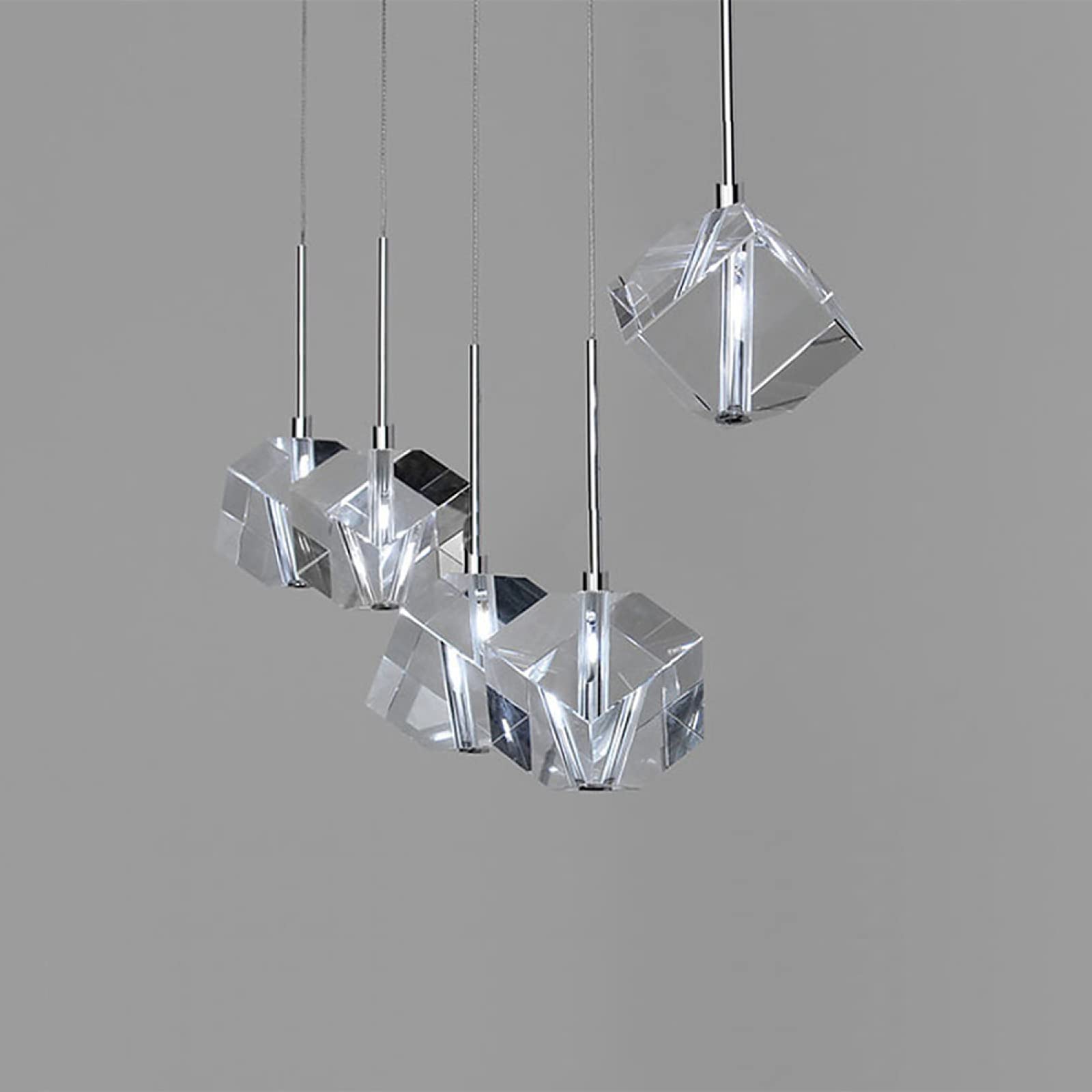 Crystal Pendant Light - Single Head Sparkling Ice Cube Chandelier with Modern LED Bulb (2W Cold White) | Elegant Lighting for Living Room, Bedroom & Dining Room | Perfect for Home Decor, Romantic Dinners & Interior Design