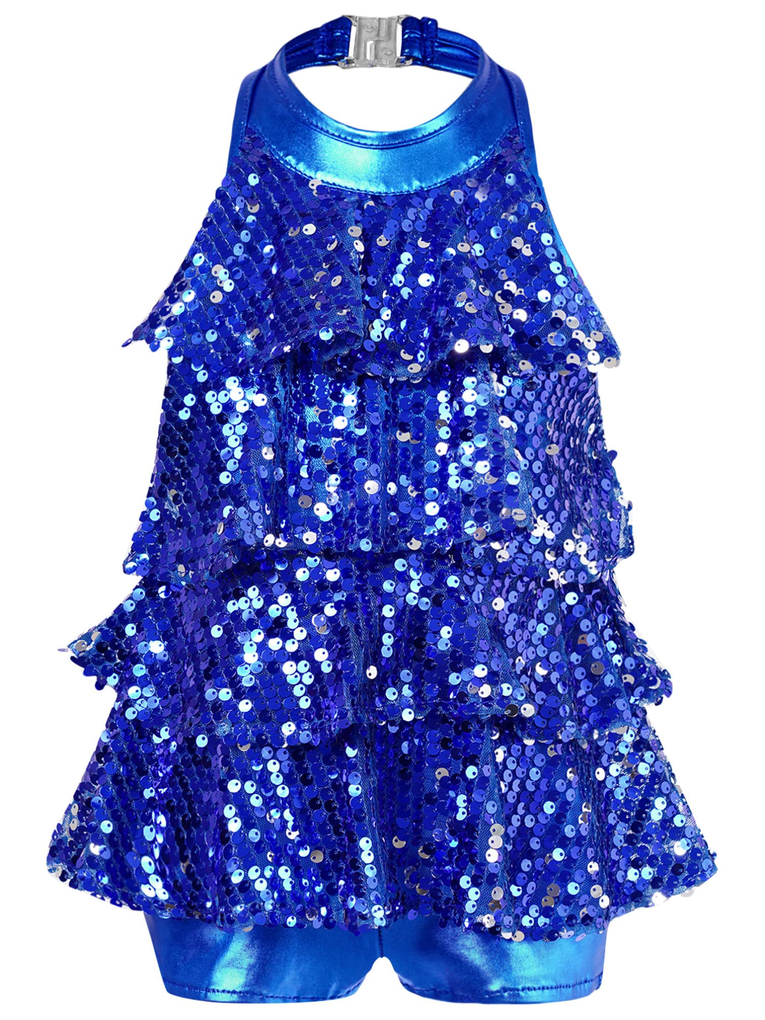 Sparkly Sequins Dance Dress for Girls - Kids Latin Ballet Salsa Samba Costume with Tassels | Perfect for Dance Competitions, Recitals & Performances