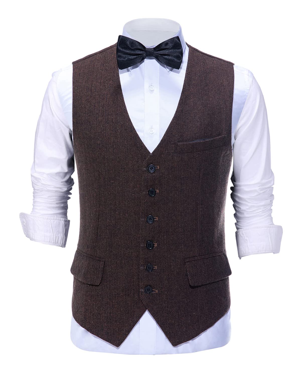 Men's Tweed Herringbone 3-Piece Wedding Suit with Peak Lapel - Formal Tuxedo for Prom, Groom & Special Occasions - Perfect for Weddings, Parties & Black Tie Events