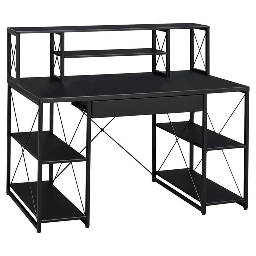 Acme Amiel Black Wooden 1-Drawer Writing Desk with Small Hutch - Compact Home Office Desk for Small Spaces, Study & Dorm Room