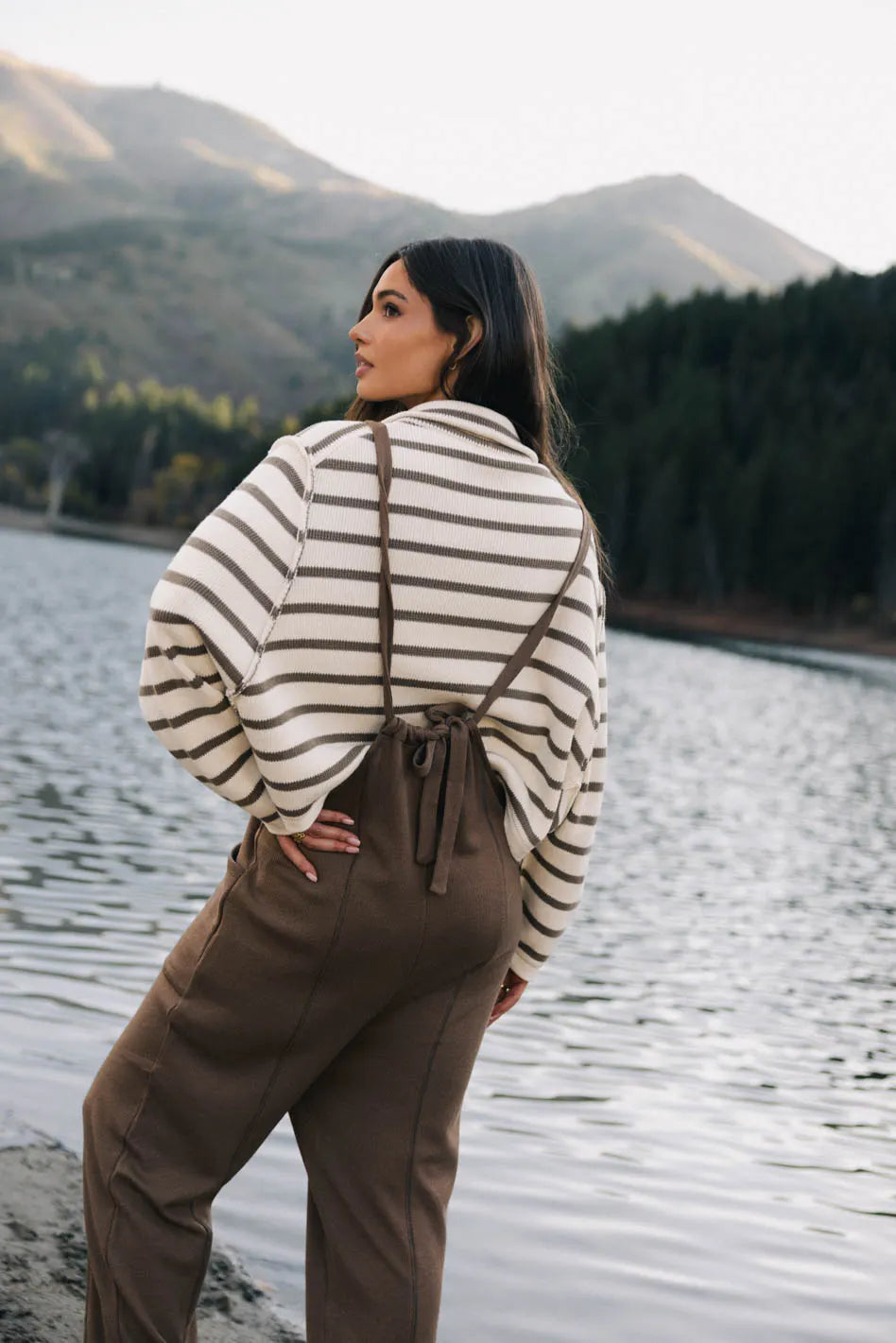 Kestrel Knit Overalls for Women - Mocha Brown Jumpsuit Romper with Pockets | Cozy & Stylish Casual Wear for Outings, Dates, and Weekend Outings
