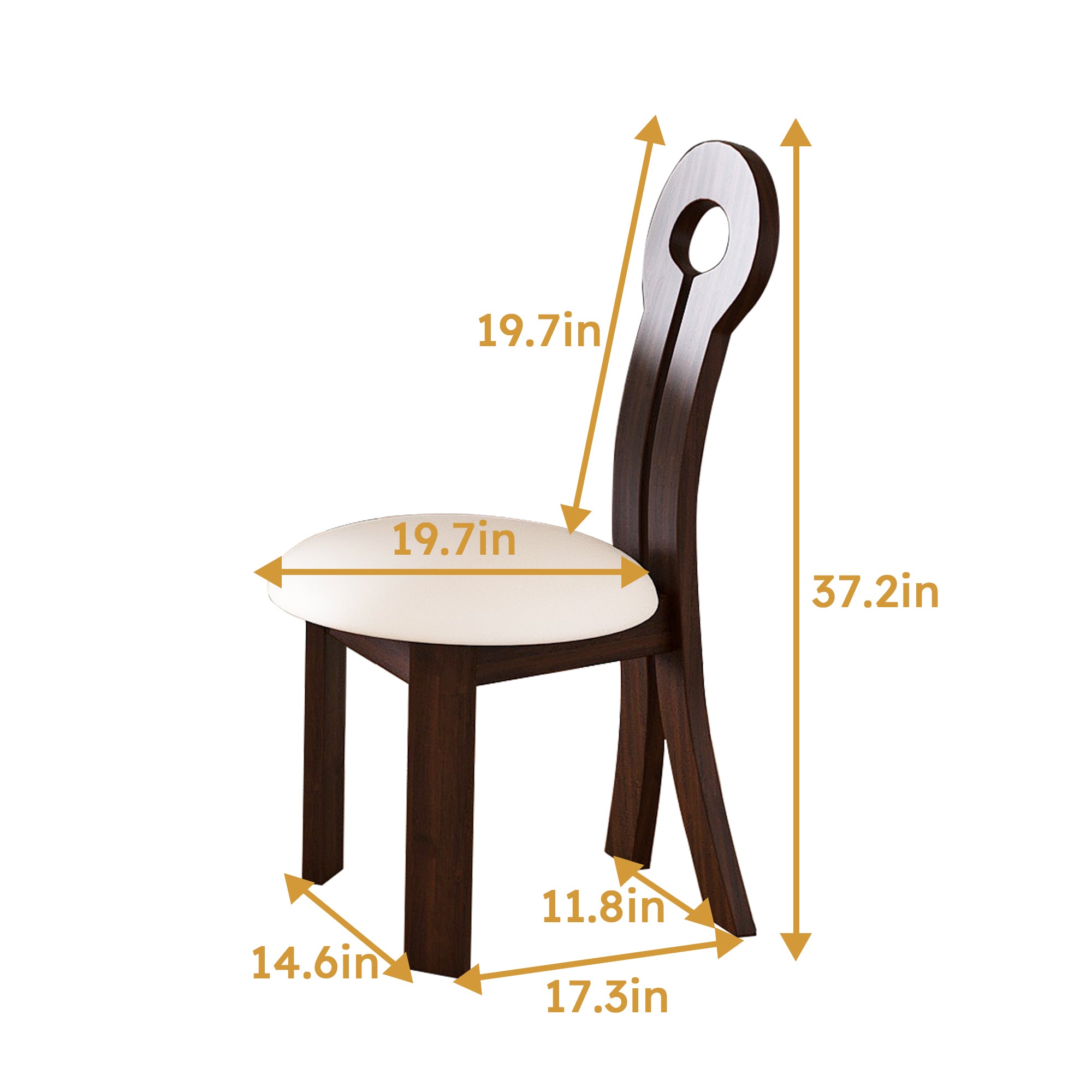 2 Pack Modern Dining Chairs - PU Leather Upholstered Solid Wood Frame with White Round Cushions, Mid-Century Kitchen & Dining Room Chairs in Deep Walnut Brown - Perfect for Small Spaces, Breakfast Nooks & Apartment Dining Sets