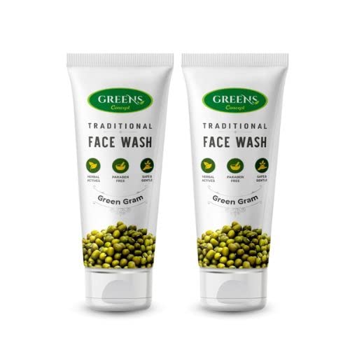 Green's Concept Traditional Green Gram Face Wash for Sensitive Skin - Natural & Rejuvenating, 120ml (Pack of 2) | Gentle Daily Cleanser for Dry, Acne-Prone & Dull Skin