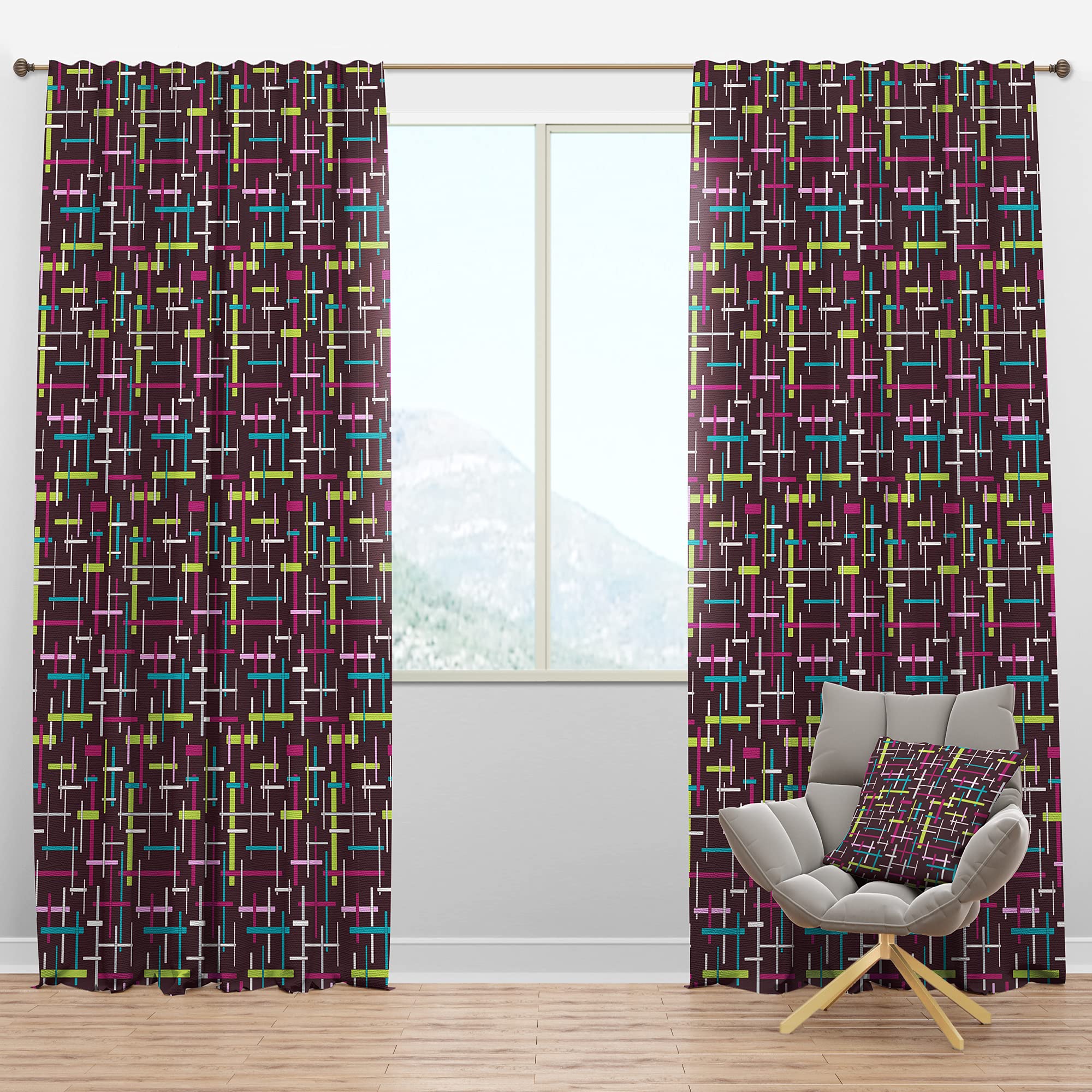 DesignQ Blackout Curtains - Retro Abstract Design XVII - Thermal Insulated Bedroom & Living Room Curtains - Single Panel 52x108 Inches - Noise Reducing & Energy Saving for Better Sleep & Home Decor