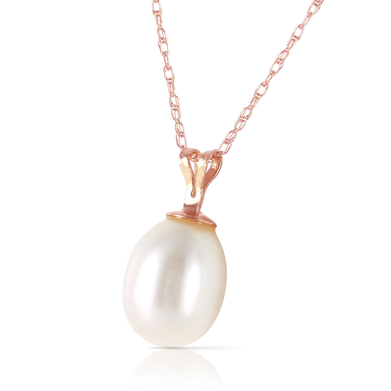 14K Solid Rose Gold Necklace with 4 Carat Freshwater Pearl Pendant - Elegant Jewelry for Women, Gift for Anniversary, Wedding, Valentine's Day, Birthday & Special Occasions