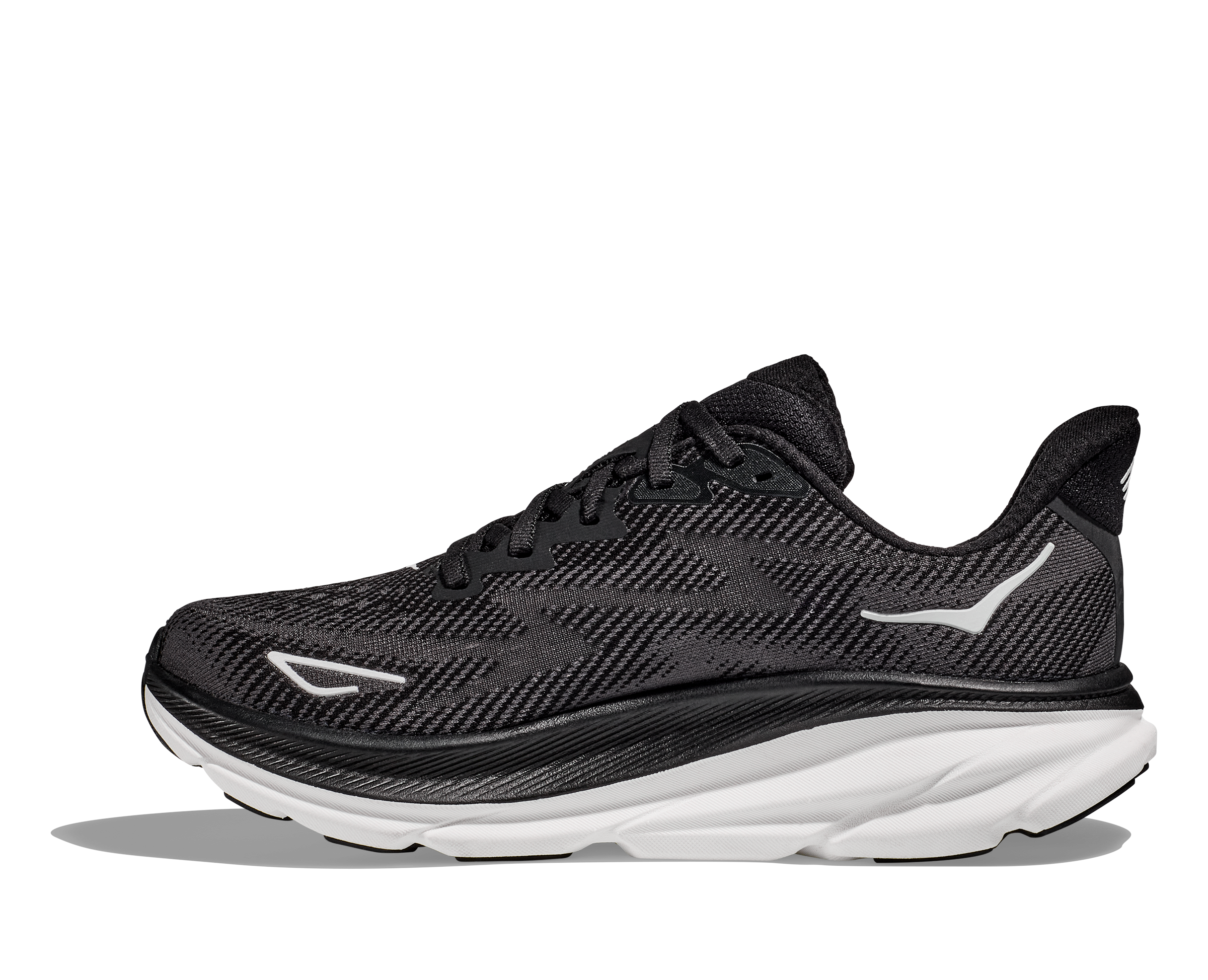 HOKA Women's Clifton 9 WIDE Running Shoes - Black/White (BWHT) | Lightweight Cushioned Sneakers for Road Running, Jogging & Walking