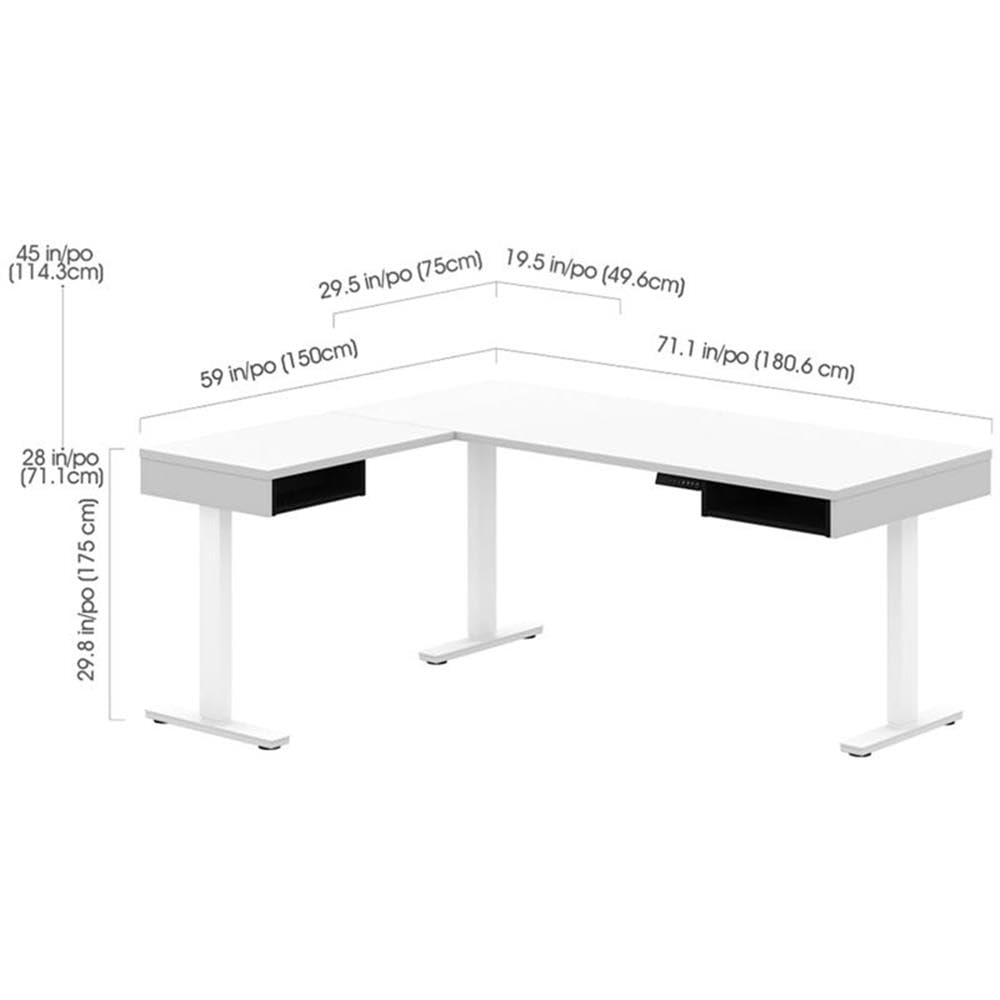 Ergonomic L-Shaped Adjustable Standing Desk with Credenza & Monitor Arms - Home Office Workstation for Remote Work & Gaming Setup