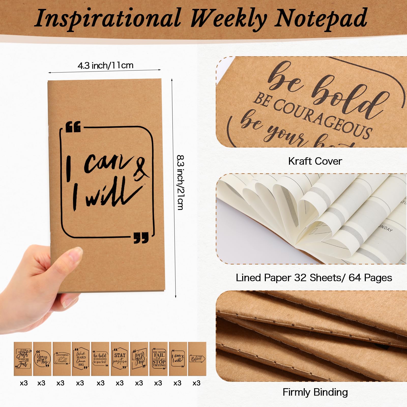 Spakon 30-Pack Inspirational Employee Appreciation Gift Set - 2025 Weekly Planner Notepad with Motivational Ballpoint Pens for Secretaries, Teachers & Coworkers (Perfect for Office Recognition, Team Building & Corporate Gifting)