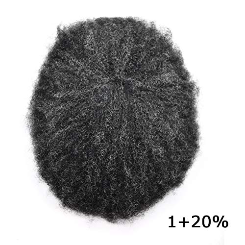 #120 1# JET BLACK 20% SYNTHETIC GREY-6MM AFRO WAVE