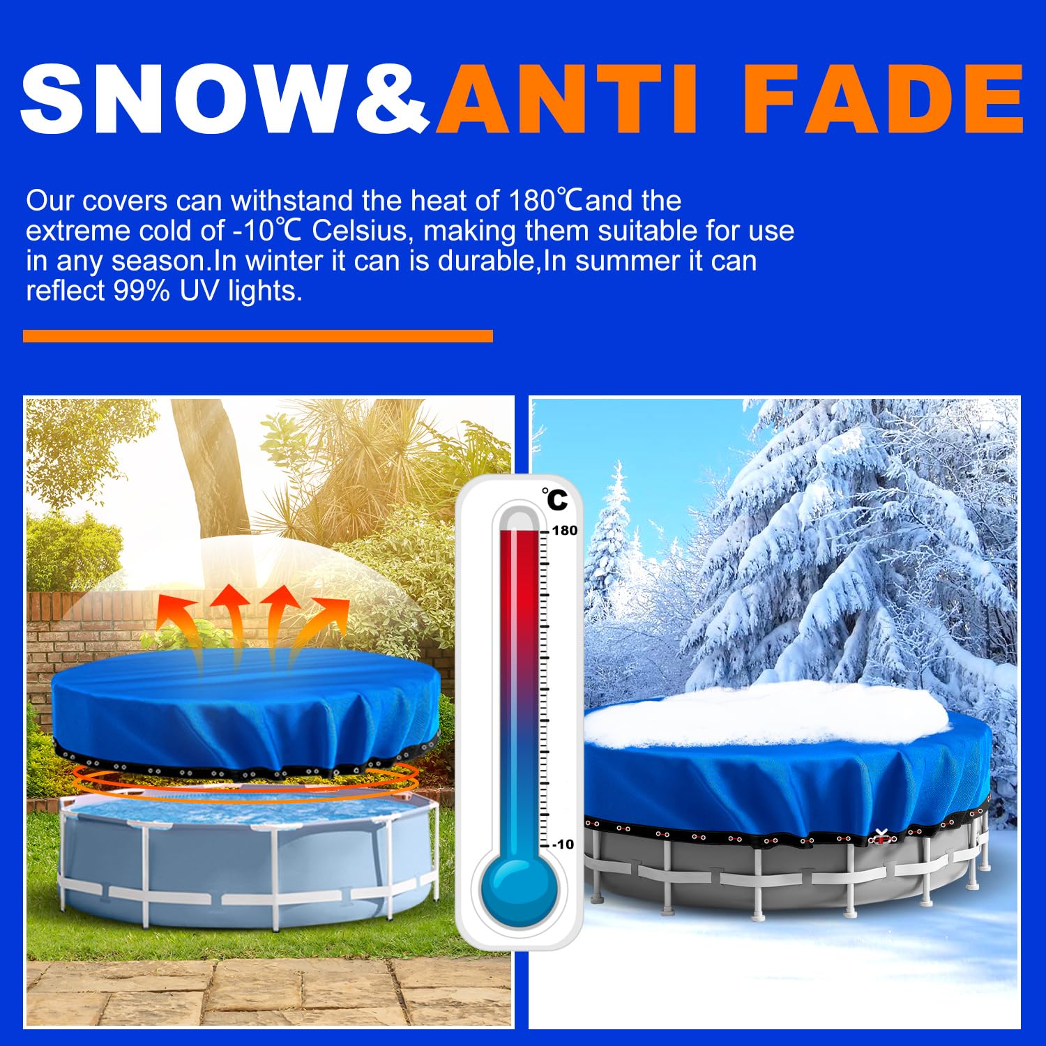 24FT Round Winter Pool Cover for Above Ground Pools - Heavy Duty Durable PE Material, Cold-Resistant & UV Protection - Extreme Weather Protection with Winch and Cable Kit - Perfect for Winterizing and Protecting Your Pool from Leaves, Debris, and Harsh Weather Conditions