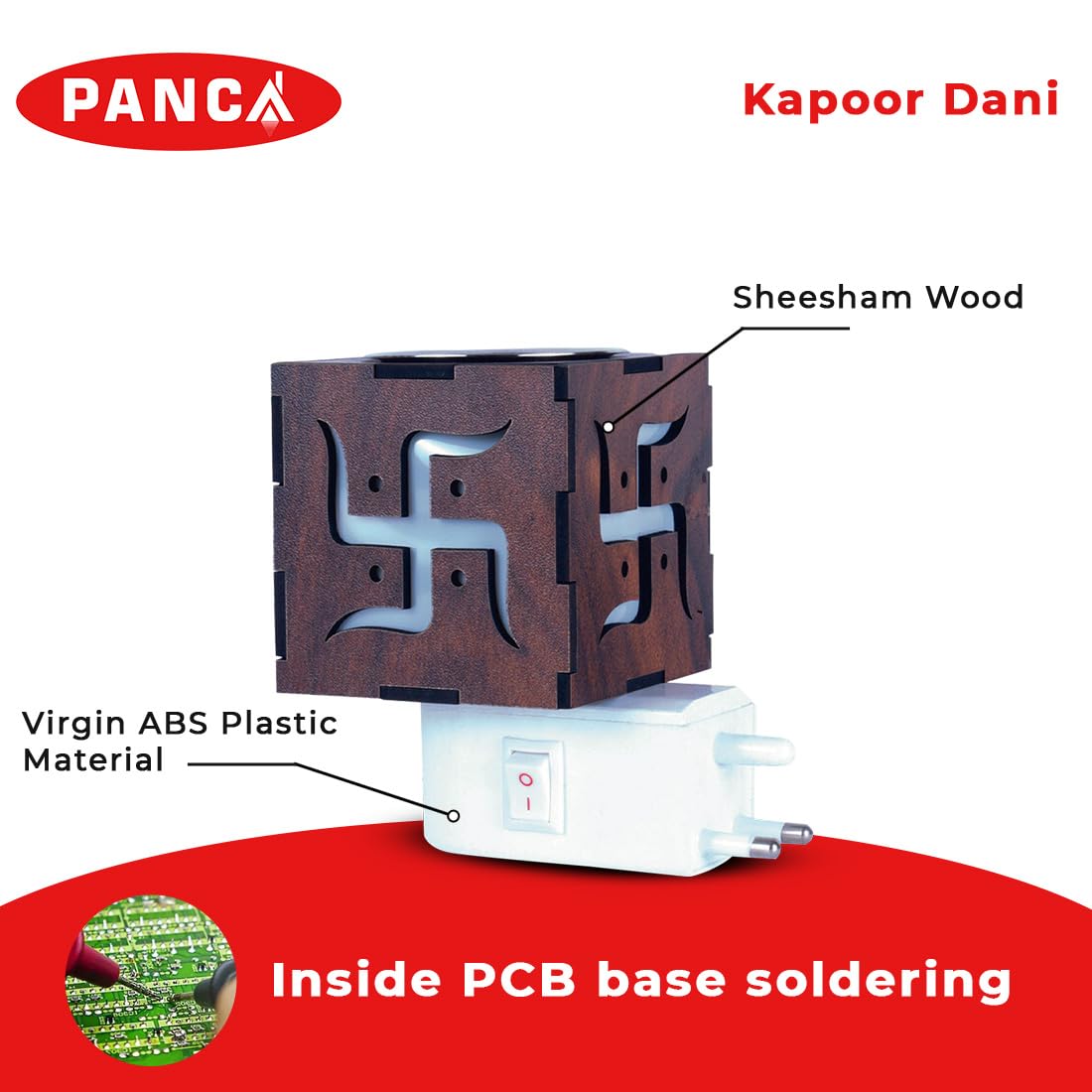 Electric Camphor Diffuser & Burner - Swastik Kapoor Dani for Aromatherapy, Incense, and Dhoop | Multipurpose Electric Camphor Burner for Home, Yoga, Meditation & Spiritual Ceremonies | PANCA Electrical Kapoor Dani