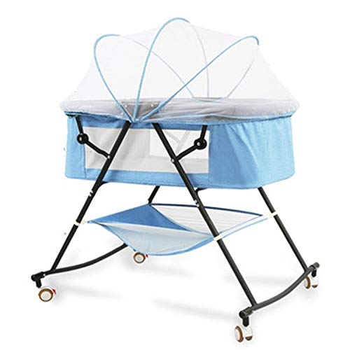 Breathable Portable Foldable Baby Bed - Multifunctional Toddler Cot & Infant Bassinet Cradle for Newborns | Compact Travel Crib, Nursery Essential for Home & On-the-Go (Blue) - Perfect for Bedroom, Nursery, Travel & Outdoor Use