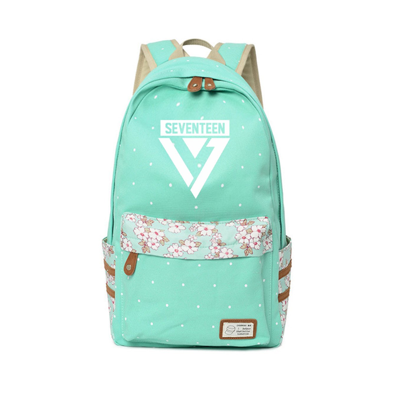 JUSTGOGO KPOP SEVENTEEN Backpack - Lightweight Laptop Bag for College & School, Durable Daypack for Books & Essentials (Green) - Perfect for Kpop Fans, Students & Daily Commute